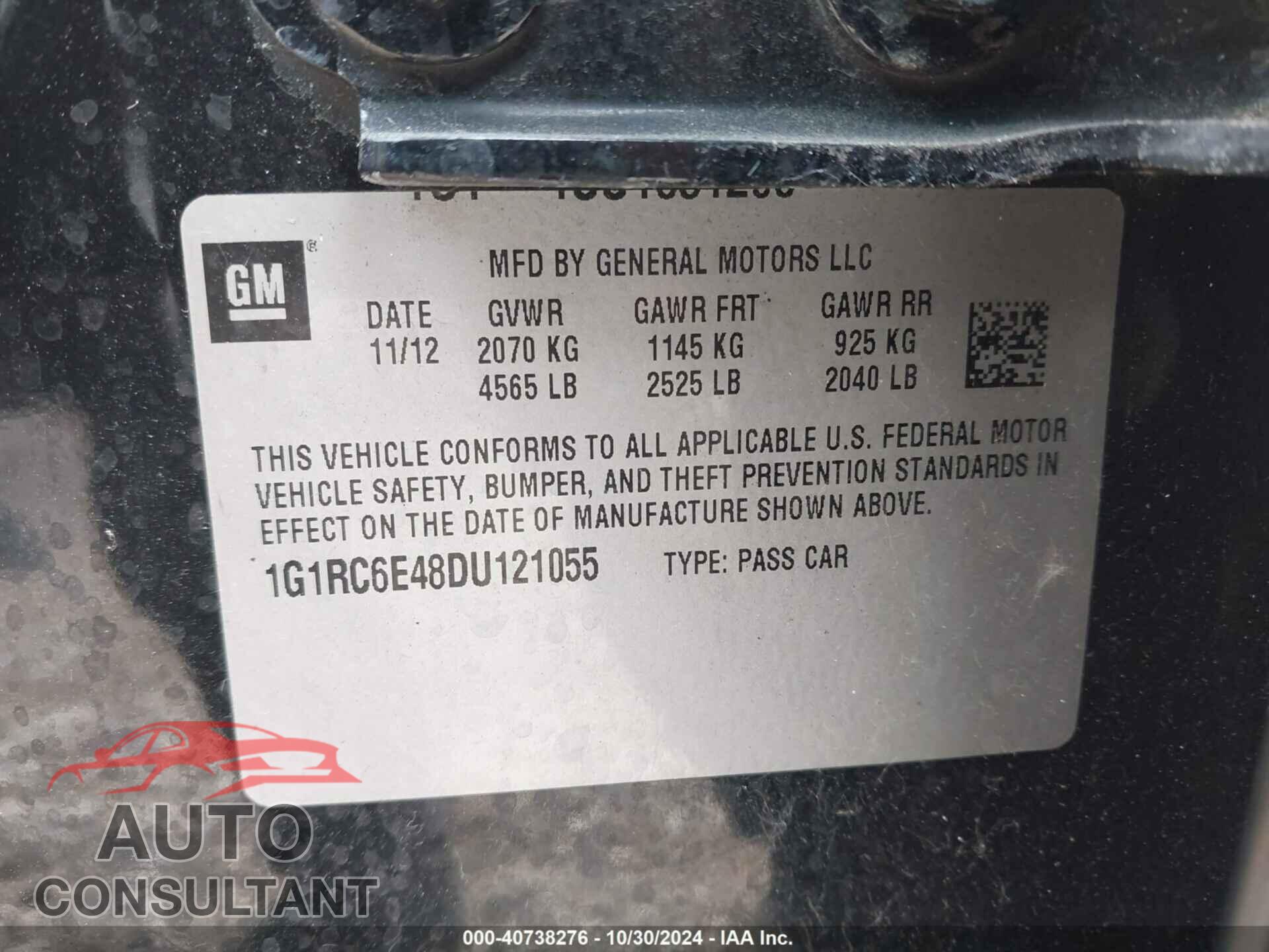 CHEVROLET VOLT 2013 - 1G1RC6E48DU121055