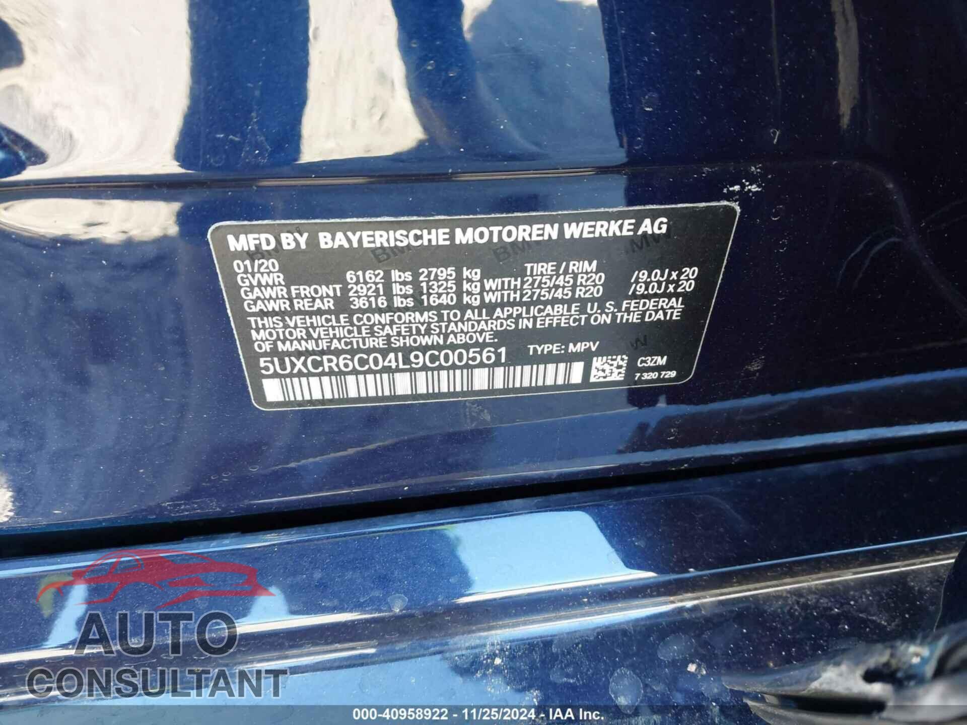 BMW X5 2020 - 5UXCR6C04L9C00561