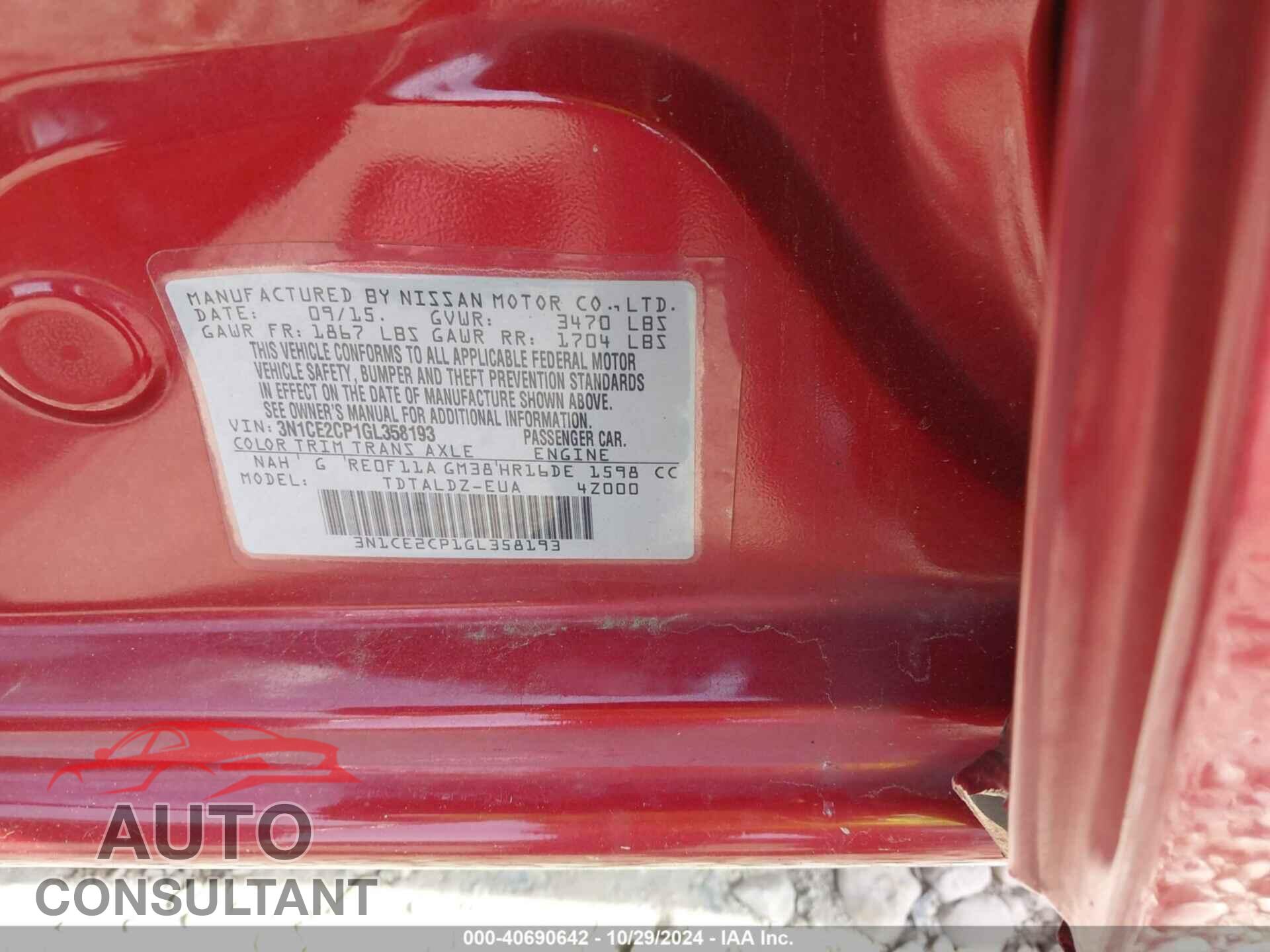 NISSAN VERSA NOTE 2016 - 3N1CE2CP1GL358193