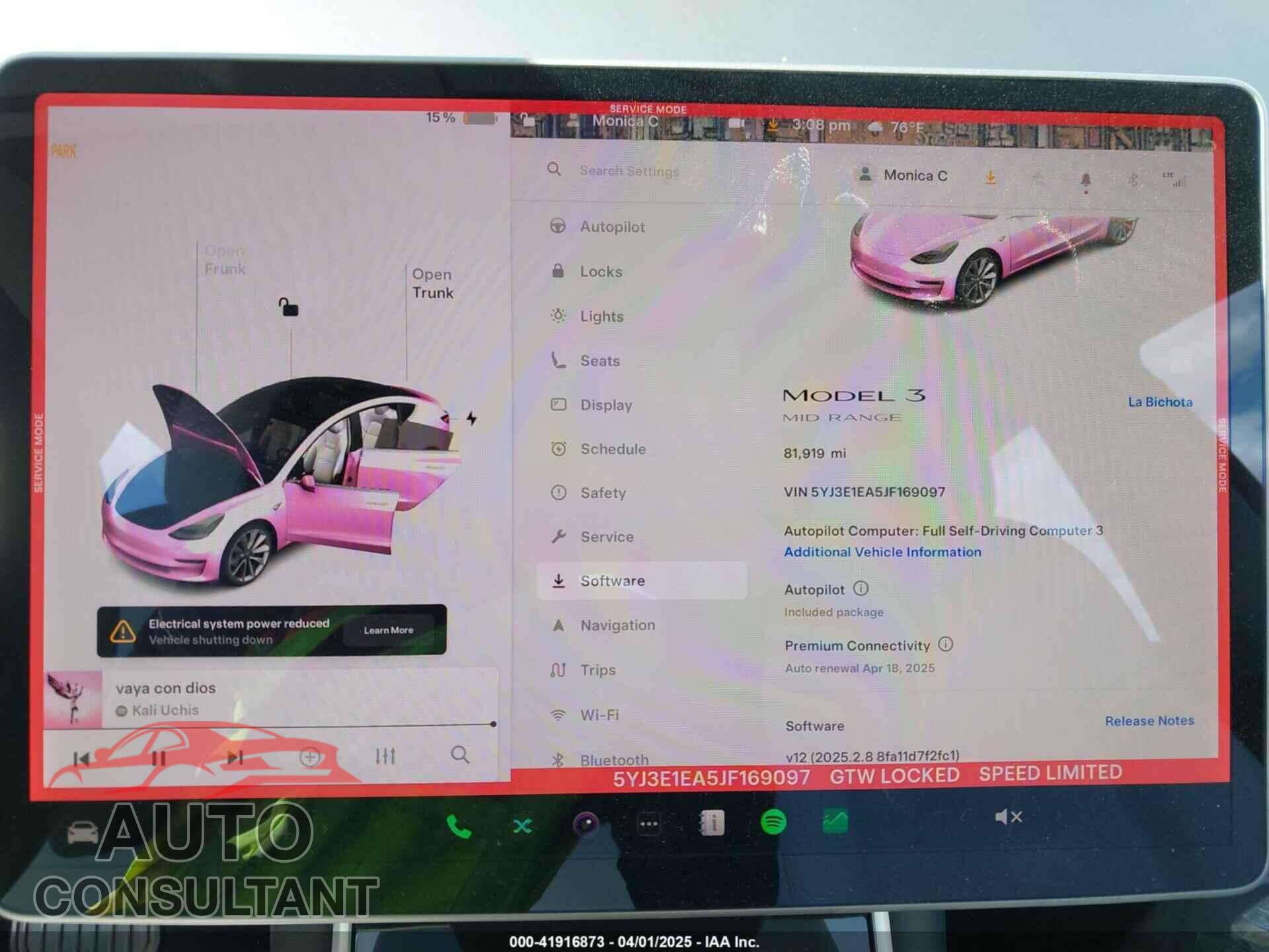 TESLA MODEL 3 2018 - 5YJ3E1EA5JF169097