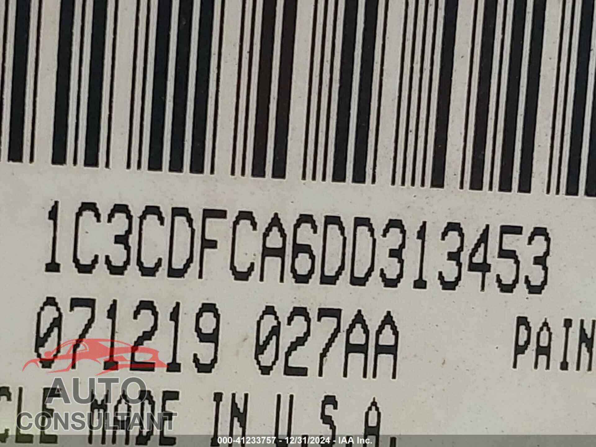 DODGE DART 2013 - 1C3CDFCA6DD313453