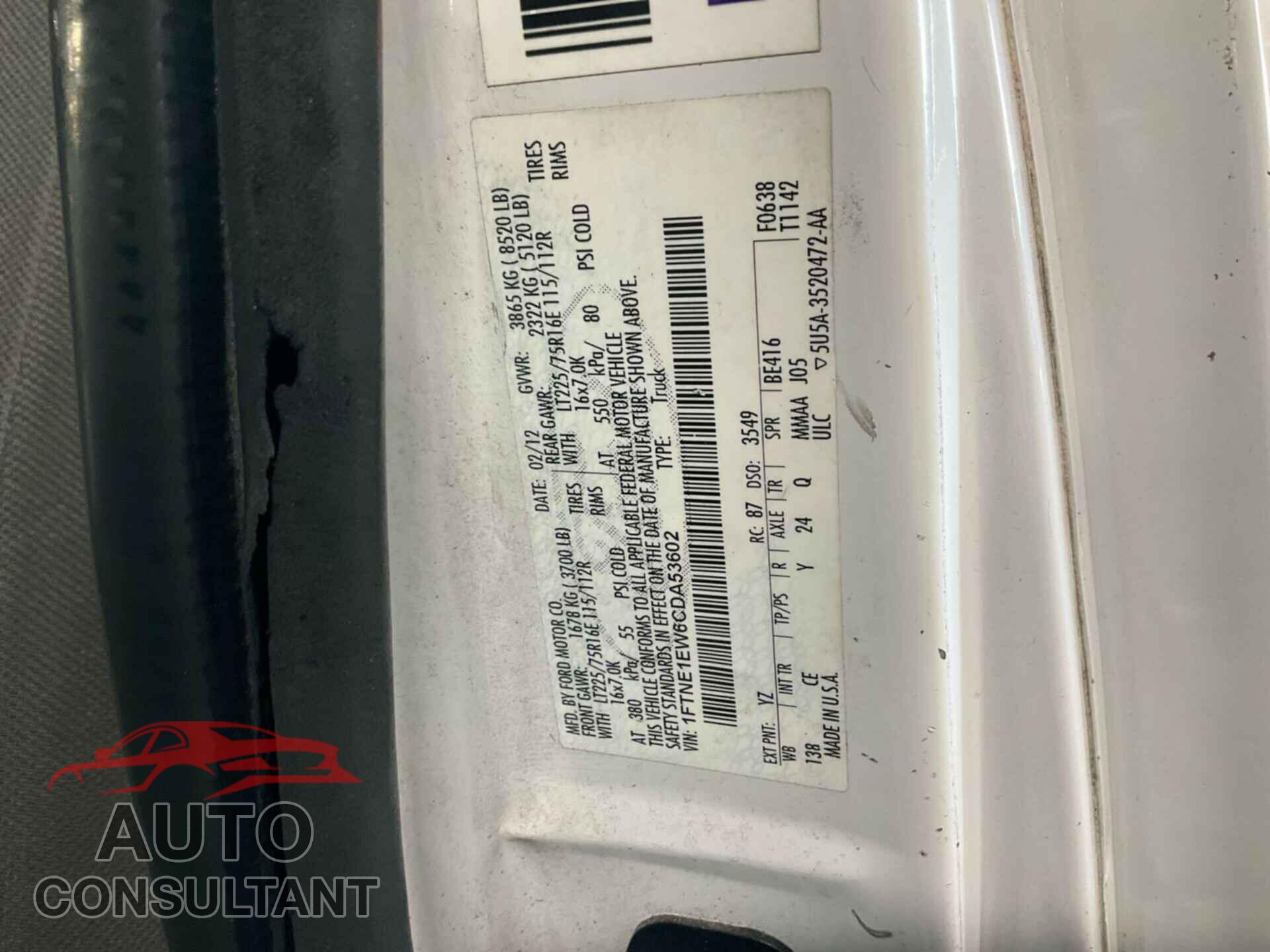 FORD ECONOLINE 2012 - 1FTNE1EW6CDA53602