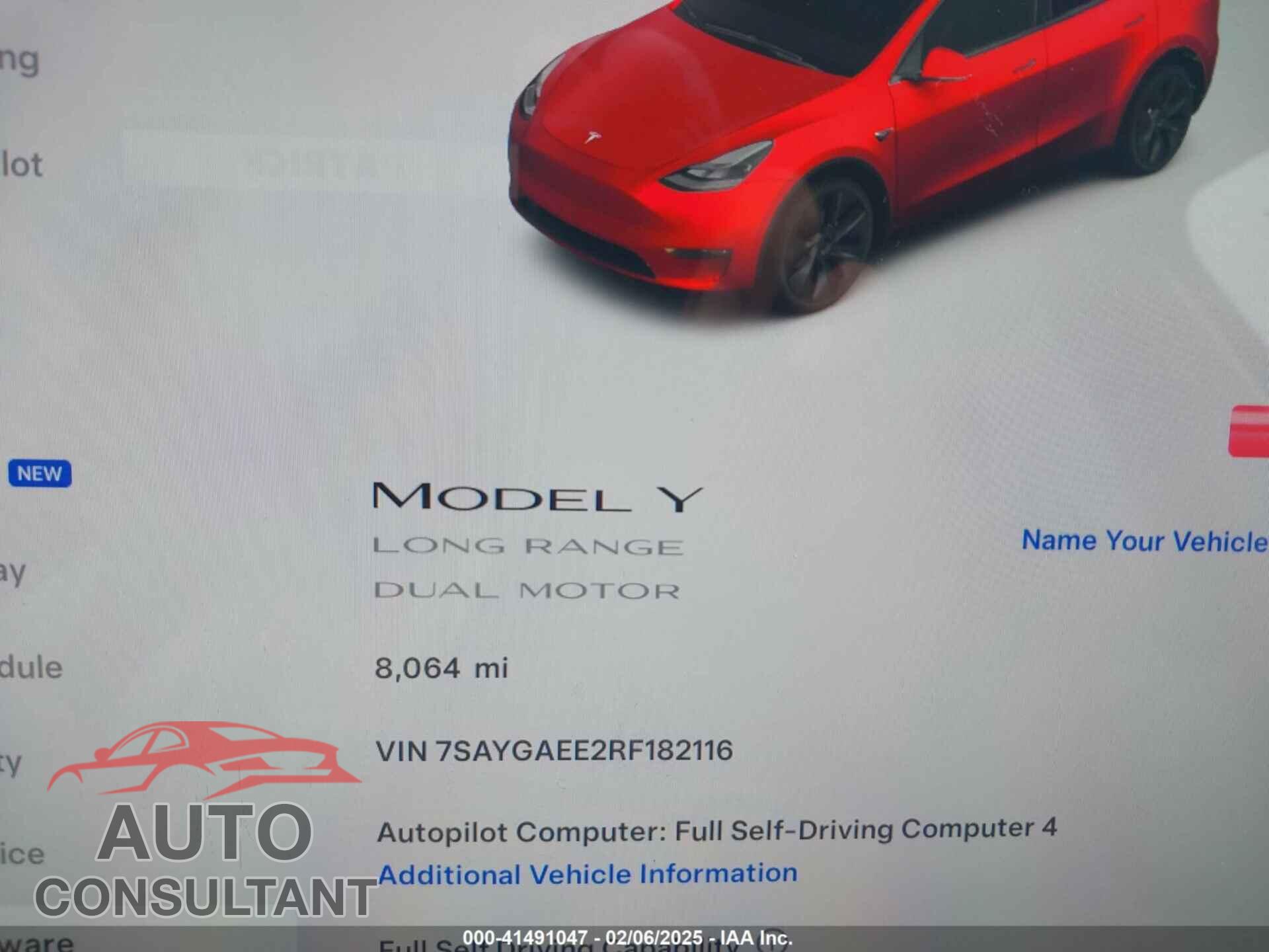 TESLA MODEL Y 2024 - 7SAYGAEE2RF182116