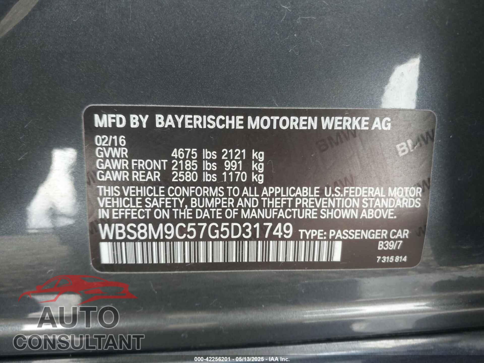 BMW M3 2016 - WBS8M9C57G5D31749