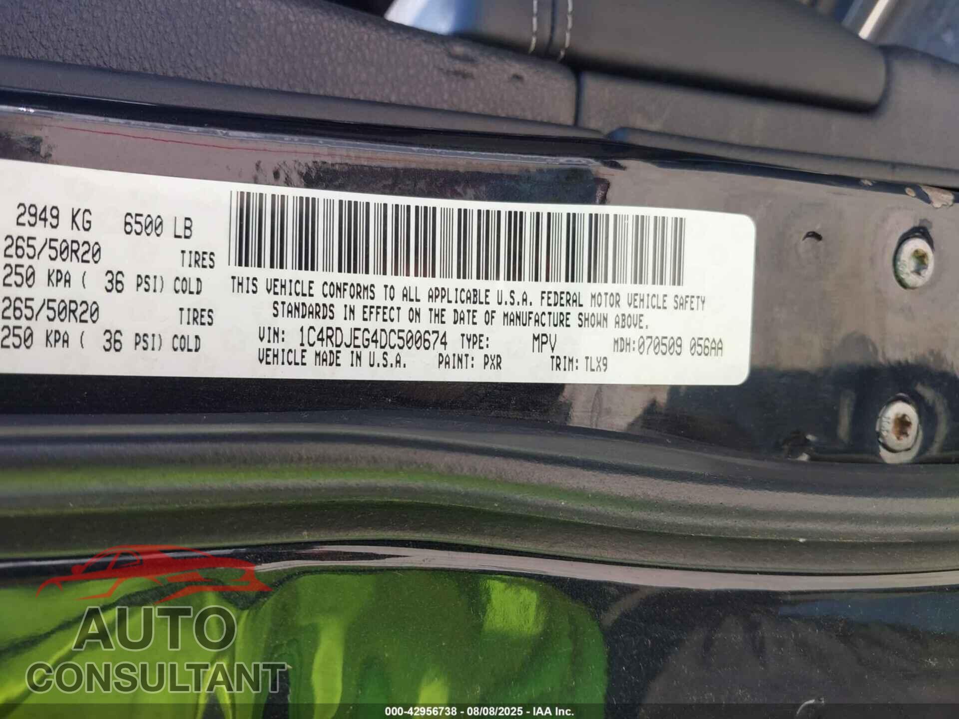 DODGE DURANGO 2013 - 1C4RDJEG4DC500674