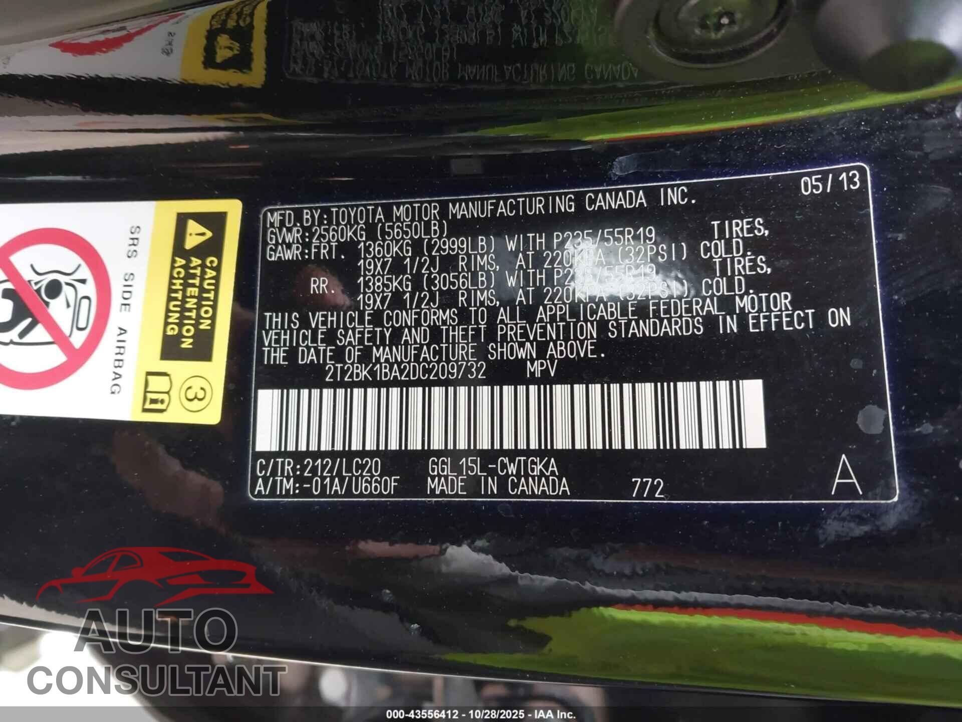 LEXUS RX 350 2013 - 2T2BK1BA2DC209732