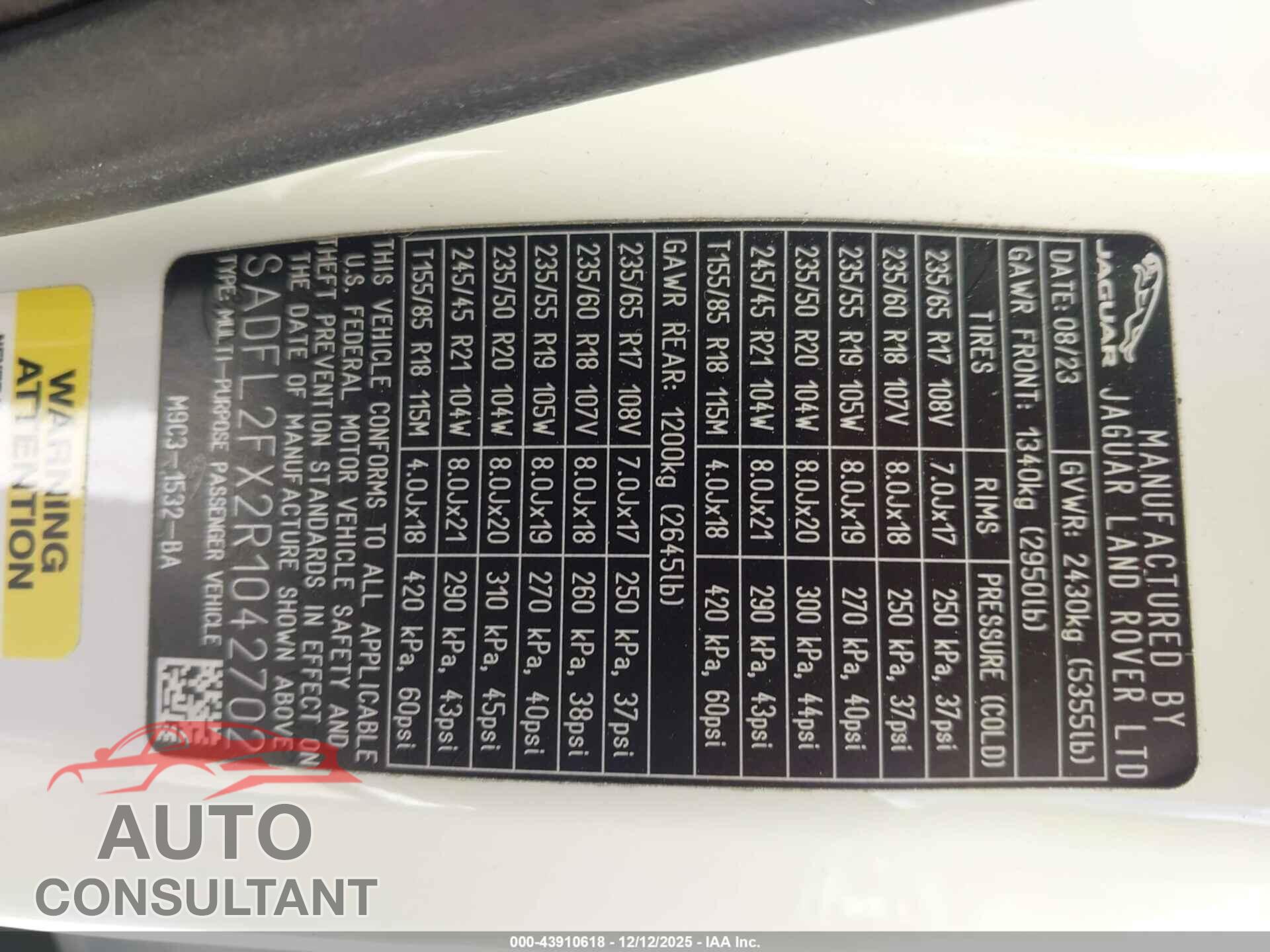JAGUAR E-PACE 2024 - SADFL2FX2R1042702