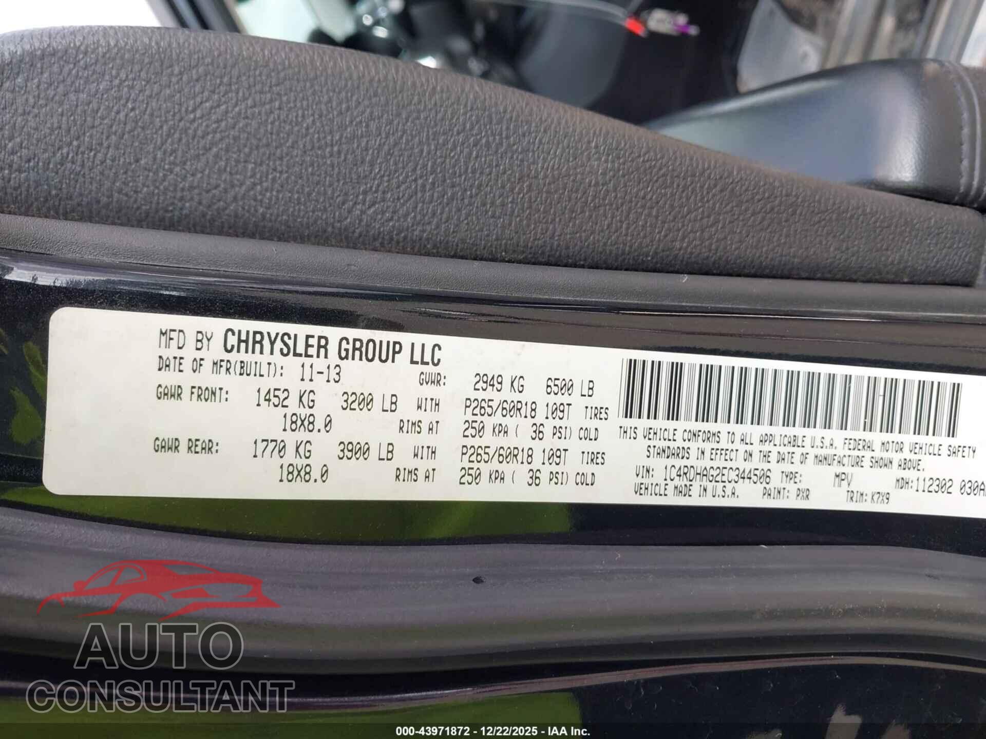 DODGE DURANGO 2014 - 1C4RDHAG2EC344506