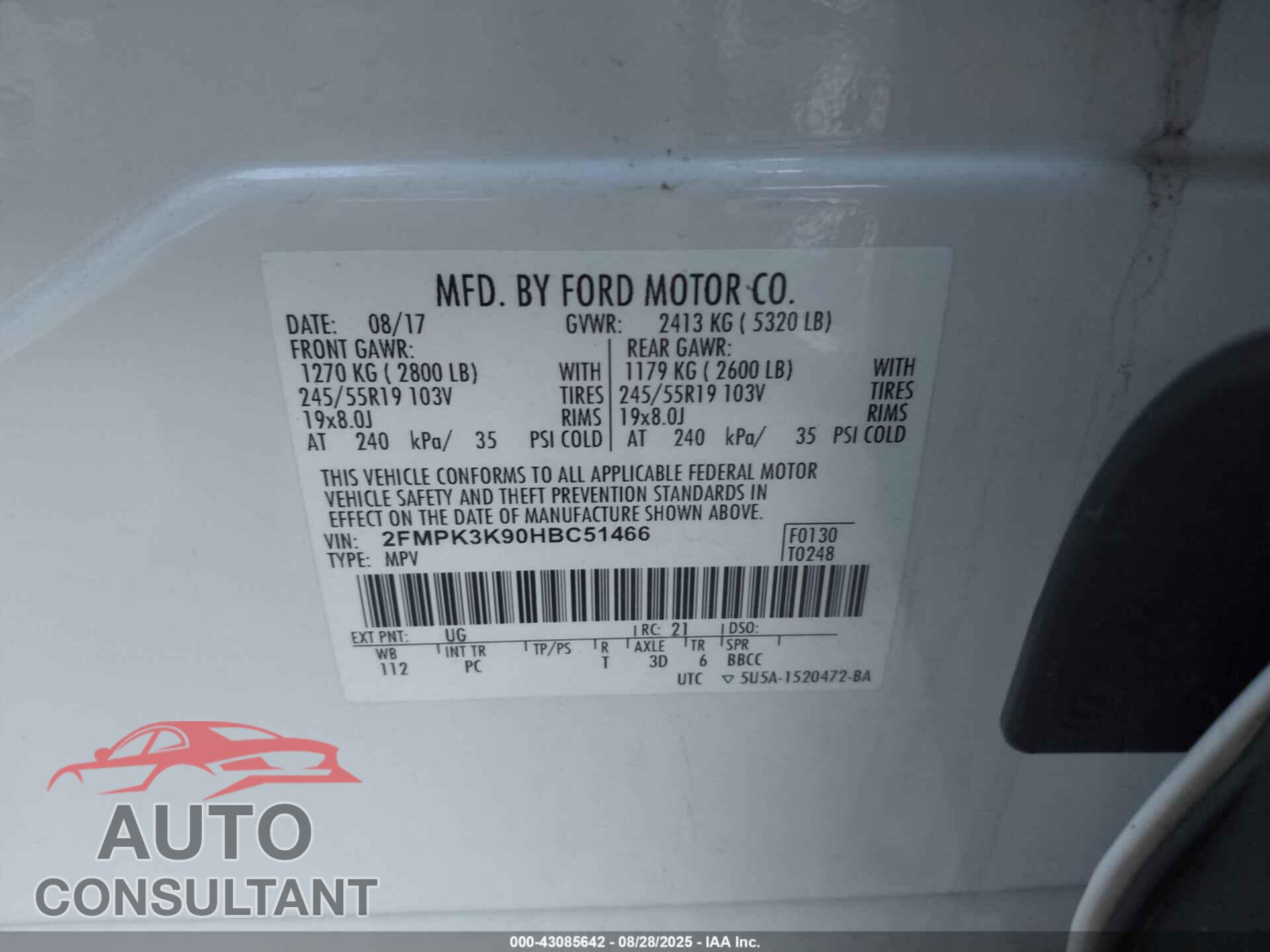 FORD EDGE 2017 - 2FMPK3K90HBC51466