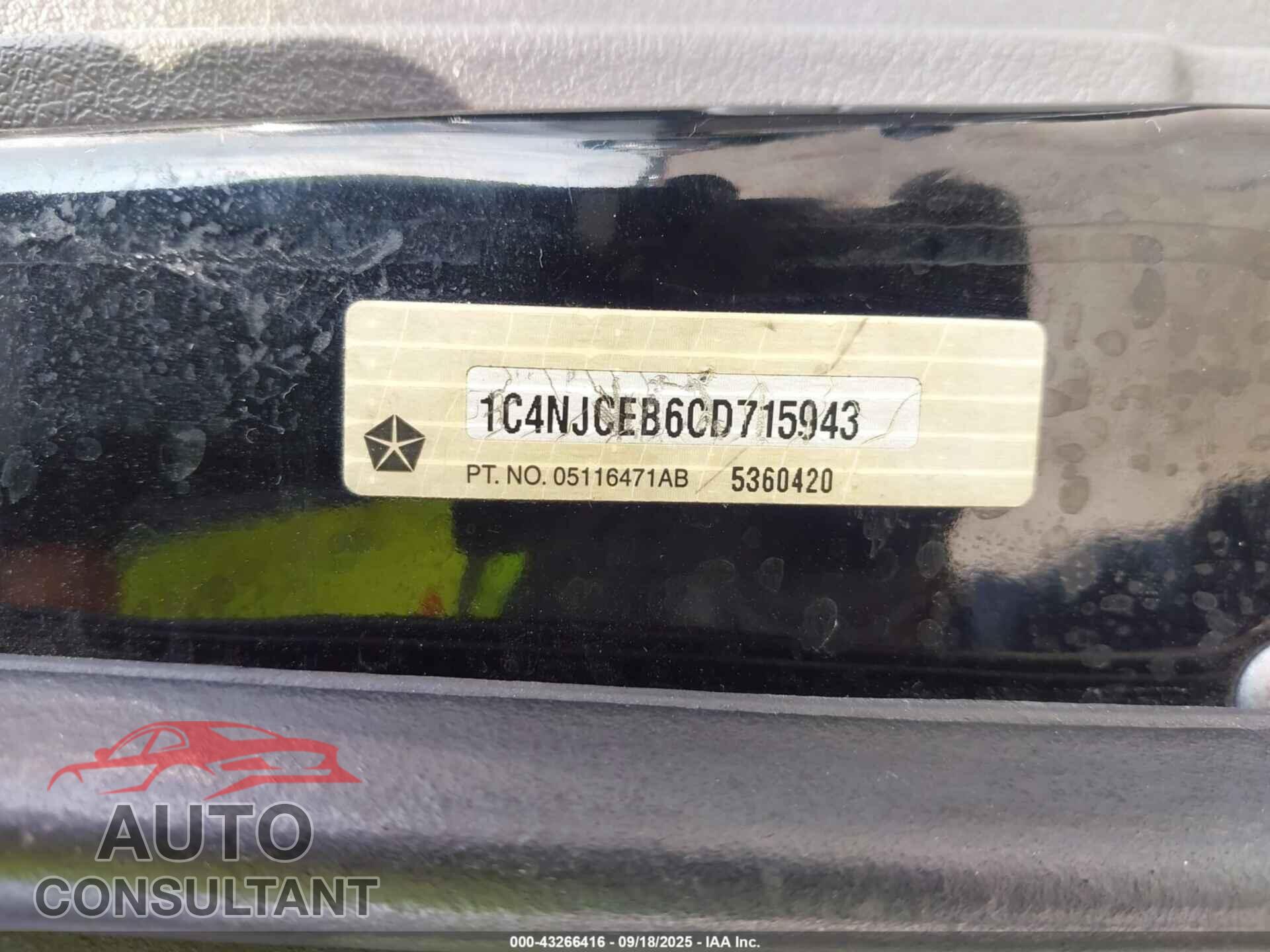 JEEP COMPASS 2012 - 1C4NJCEB6CD715943