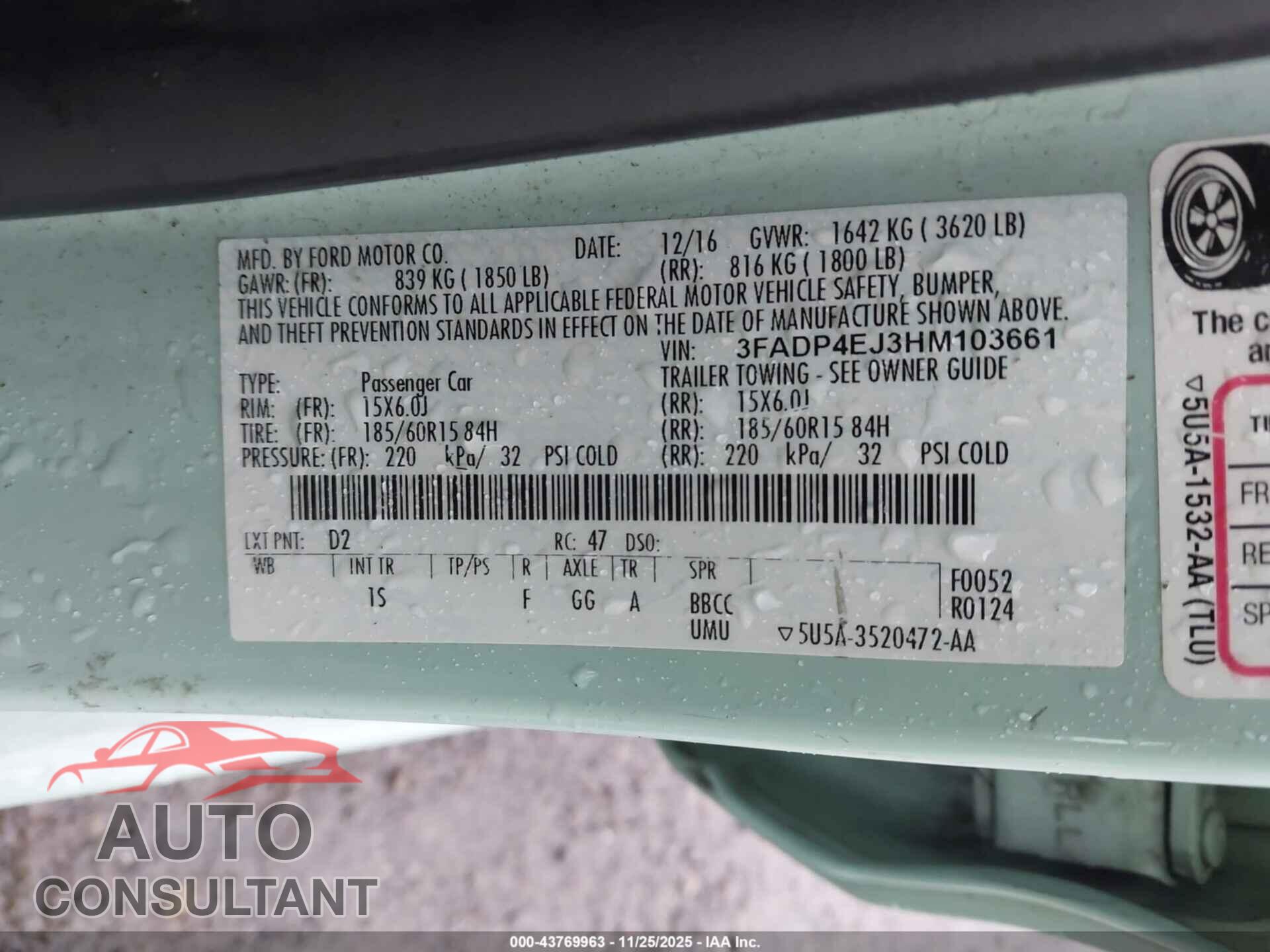 FORD FIESTA 2017 - 3FADP4EJ3HM103661