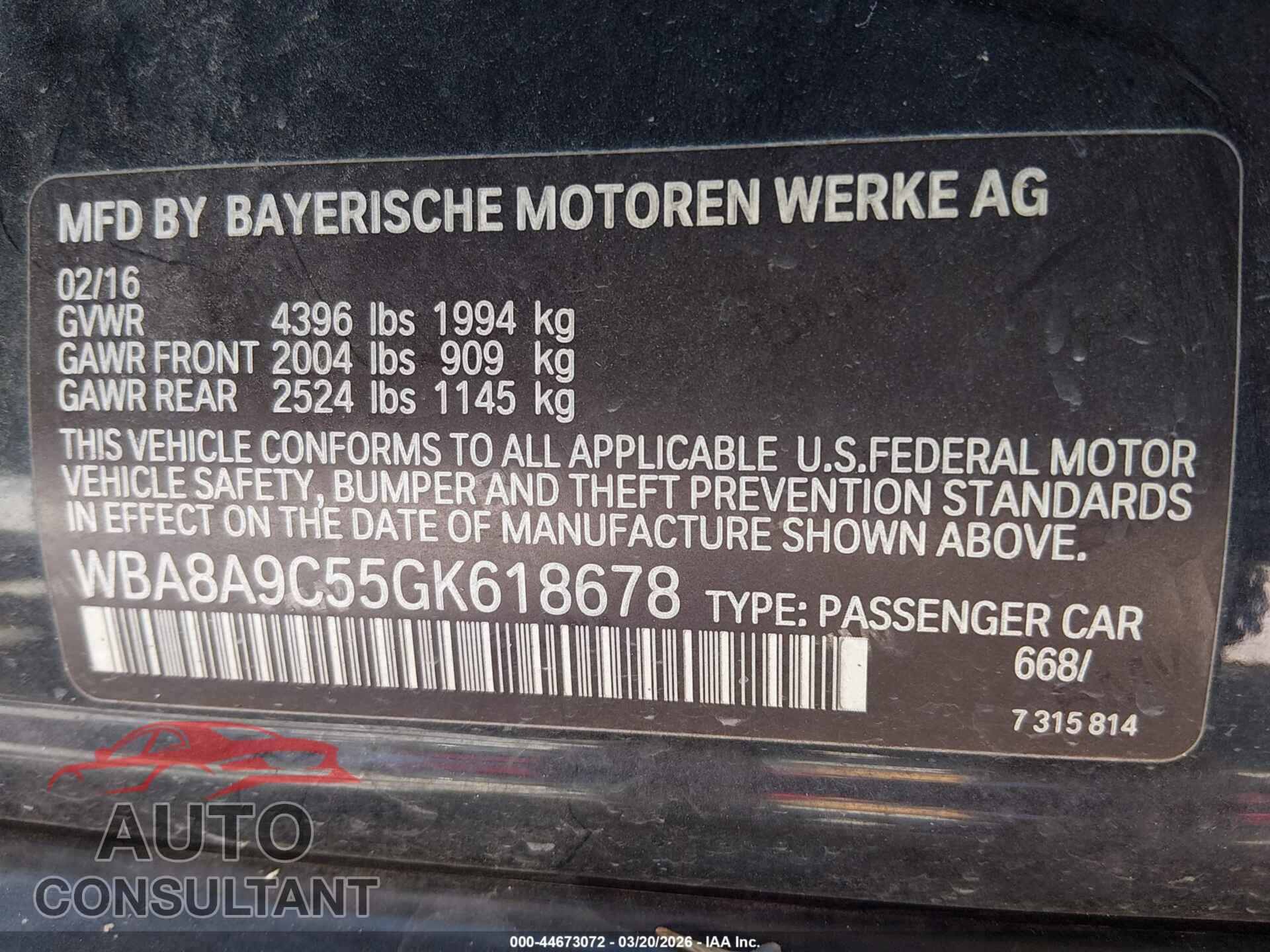 BMW 320I 2016 - WBA8A9C55GK618678