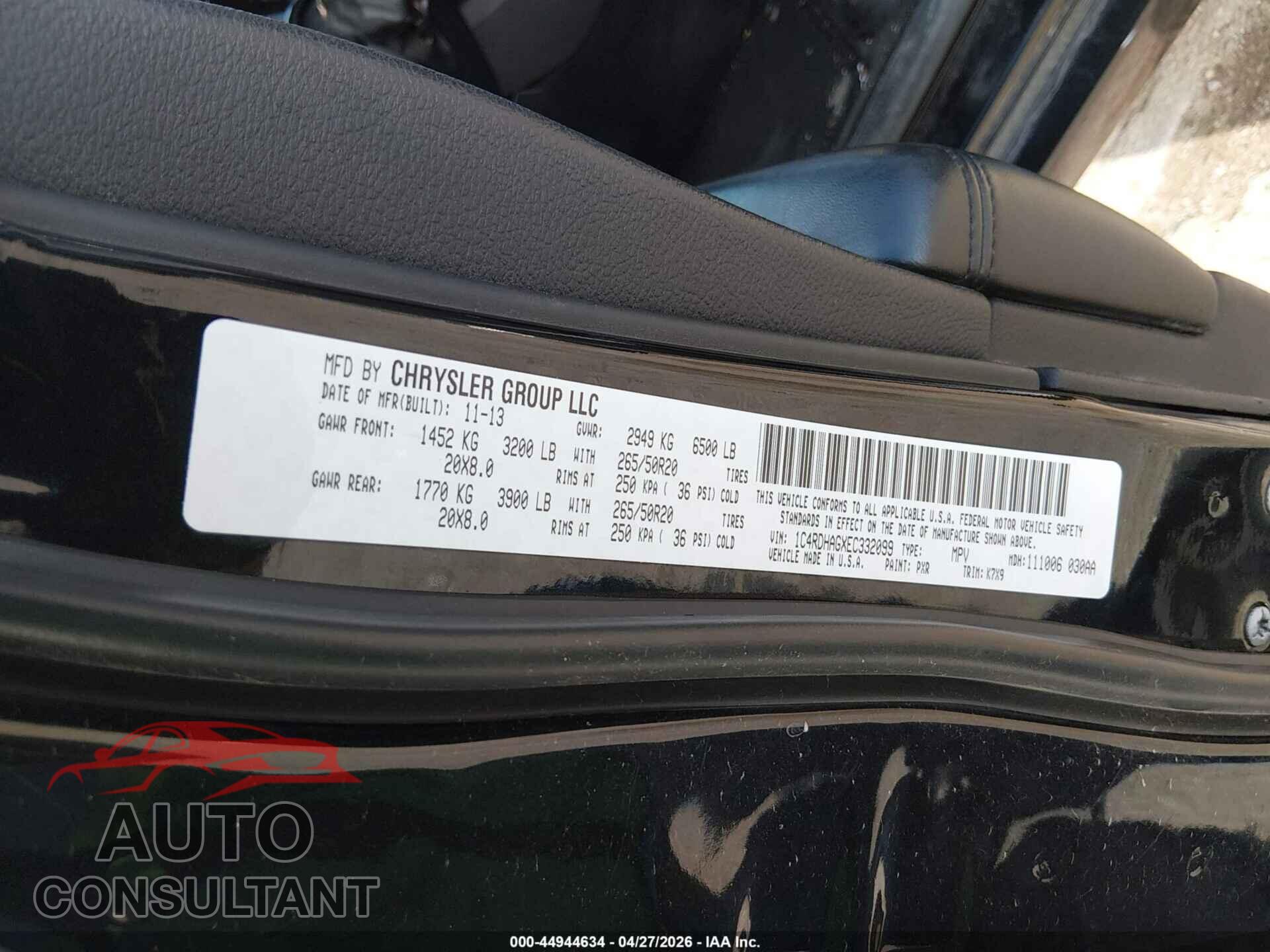 DODGE DURANGO 2014 - 1C4RDHAGXEC332099