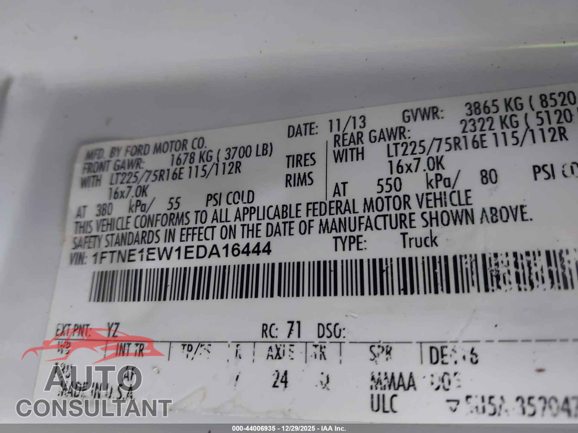 FORD E-150 2014 - 1FTNE1EW1EDA16444