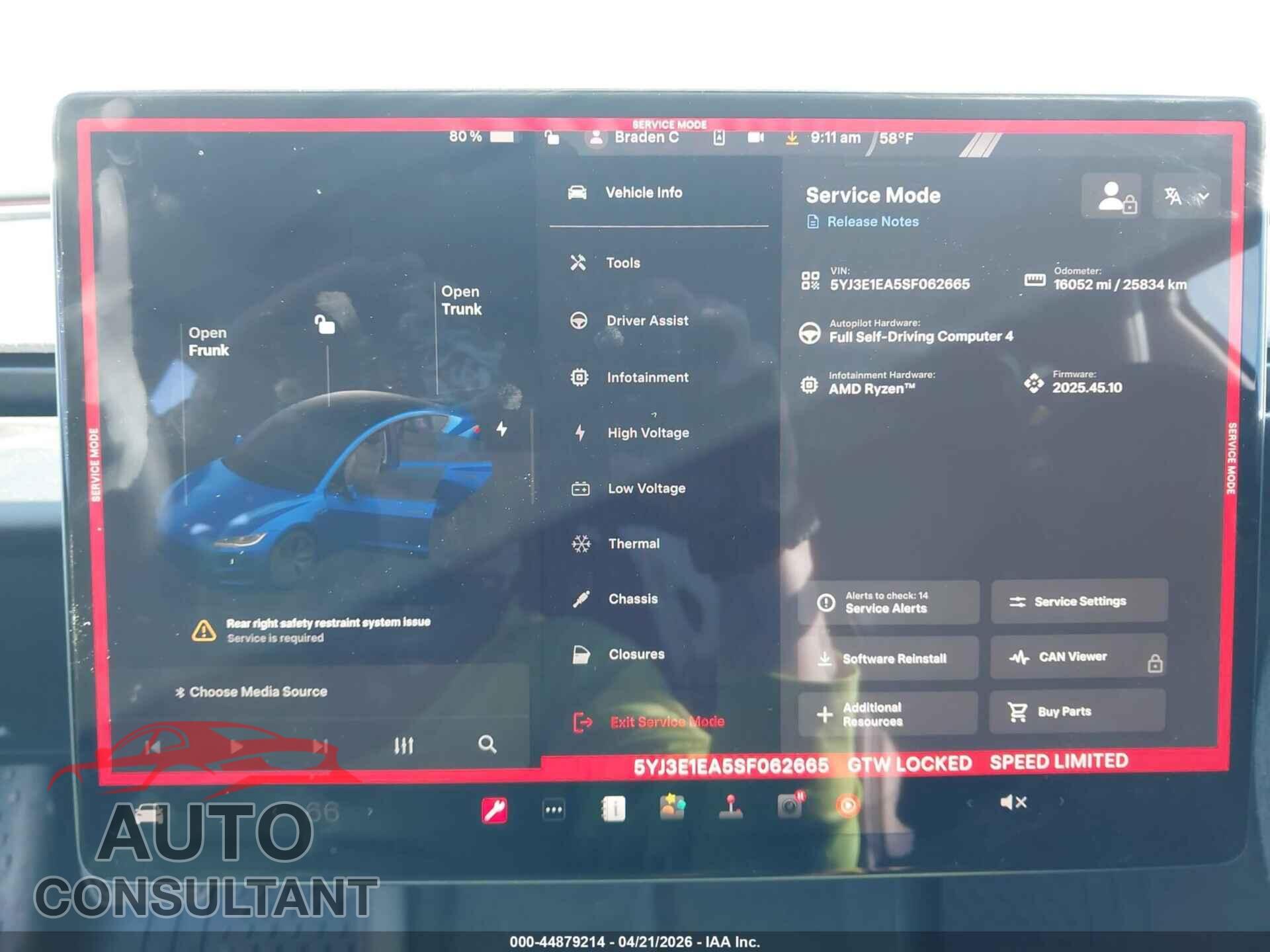 TESLA MODEL 3 2025 - 5YJ3E1EA5SF062665