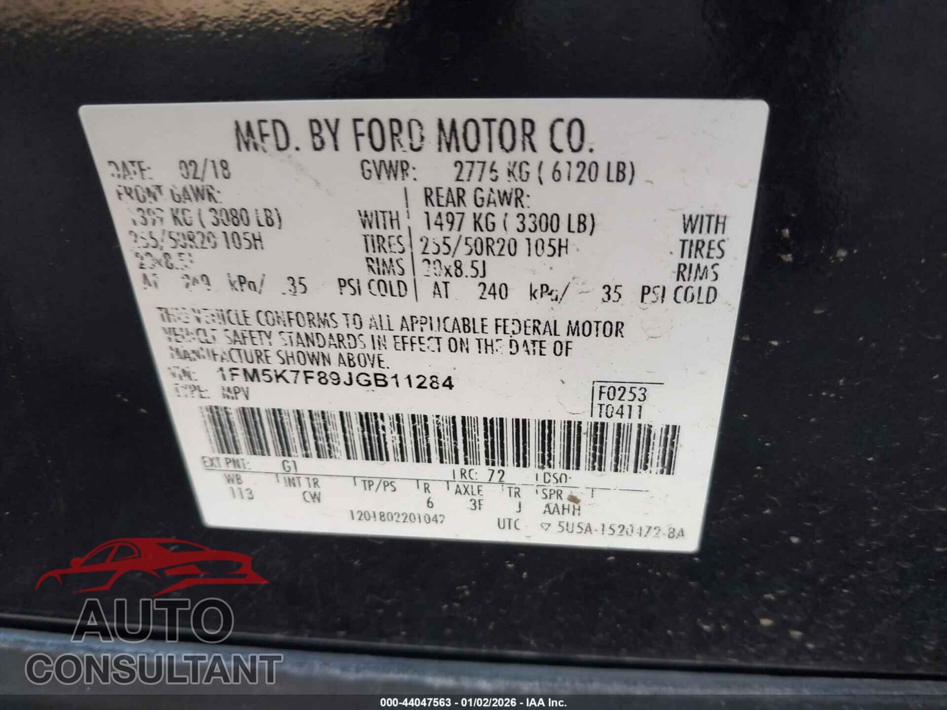 FORD EXPLORER 2018 - 1FM5K7F89JGB11284