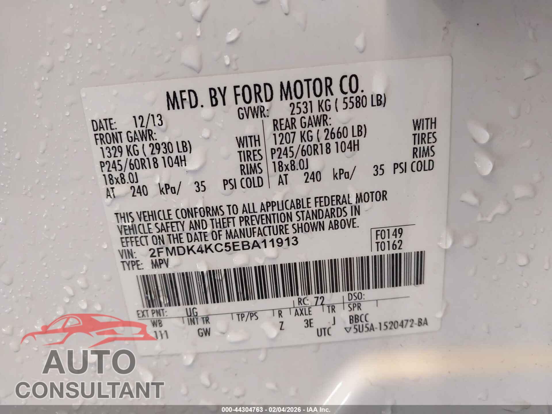 FORD EDGE 2014 - 2FMDK4KC5EBA11913