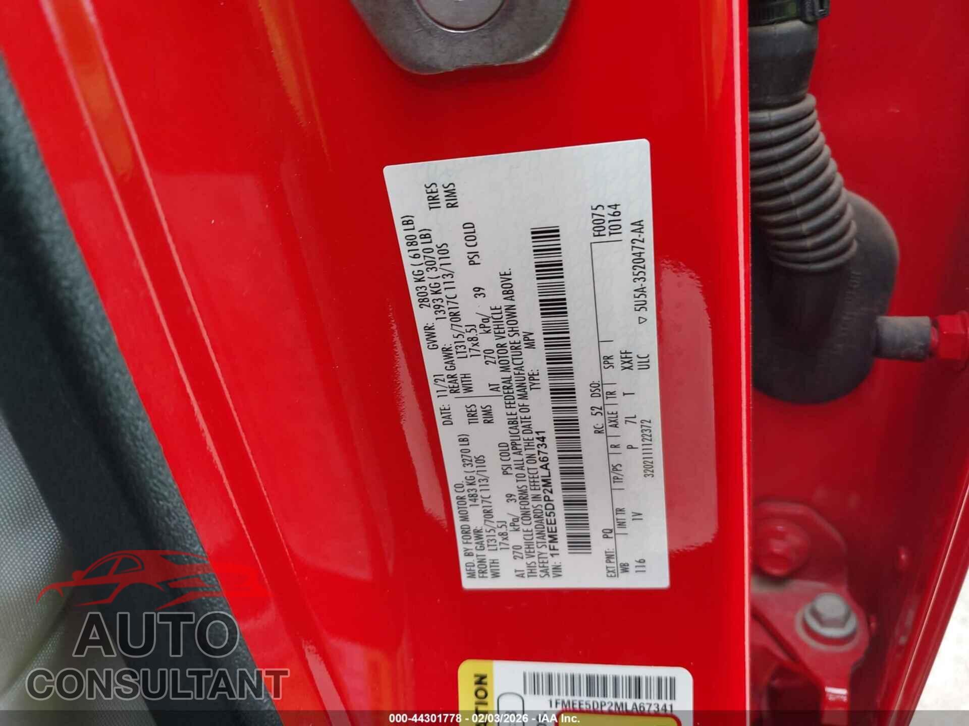 FORD BRONCO 2021 - 1FMEE5DP2MLA67341