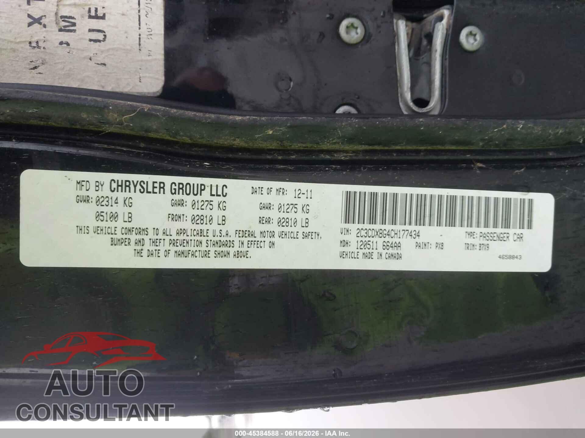 DODGE CHARGER 2012 - 2C3CDXBG4CH177434