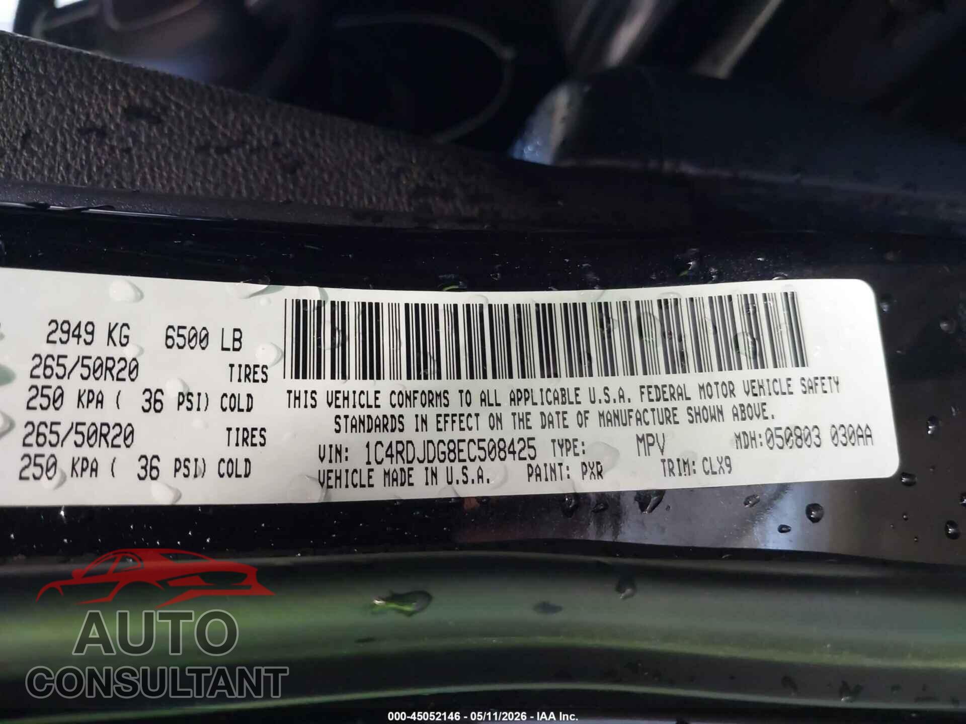 DODGE DURANGO 2014 - 1C4RDJDG8EC508425