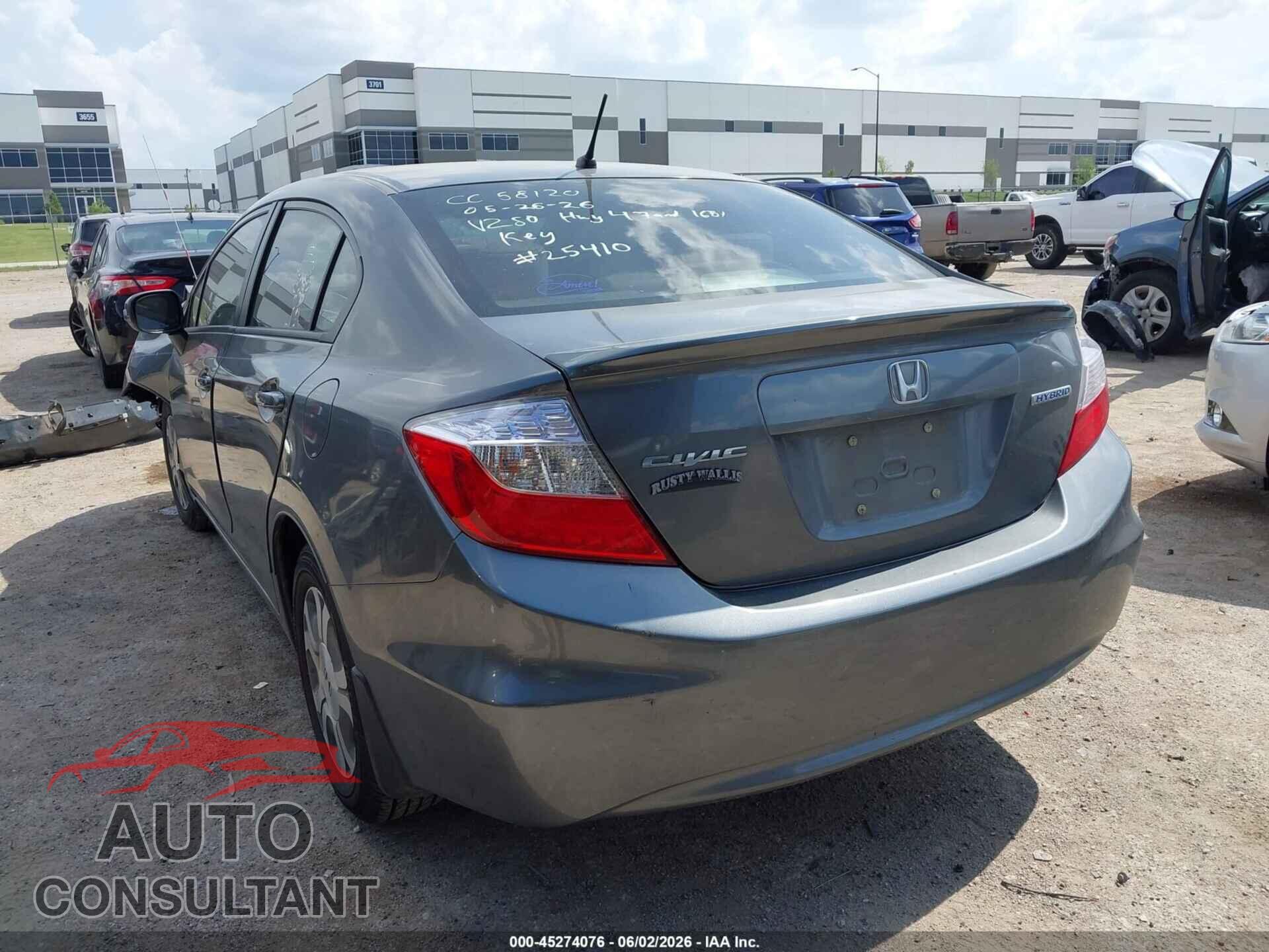 HONDA CIVIC HYBRID 2012 - JHMFB4F21CS002898