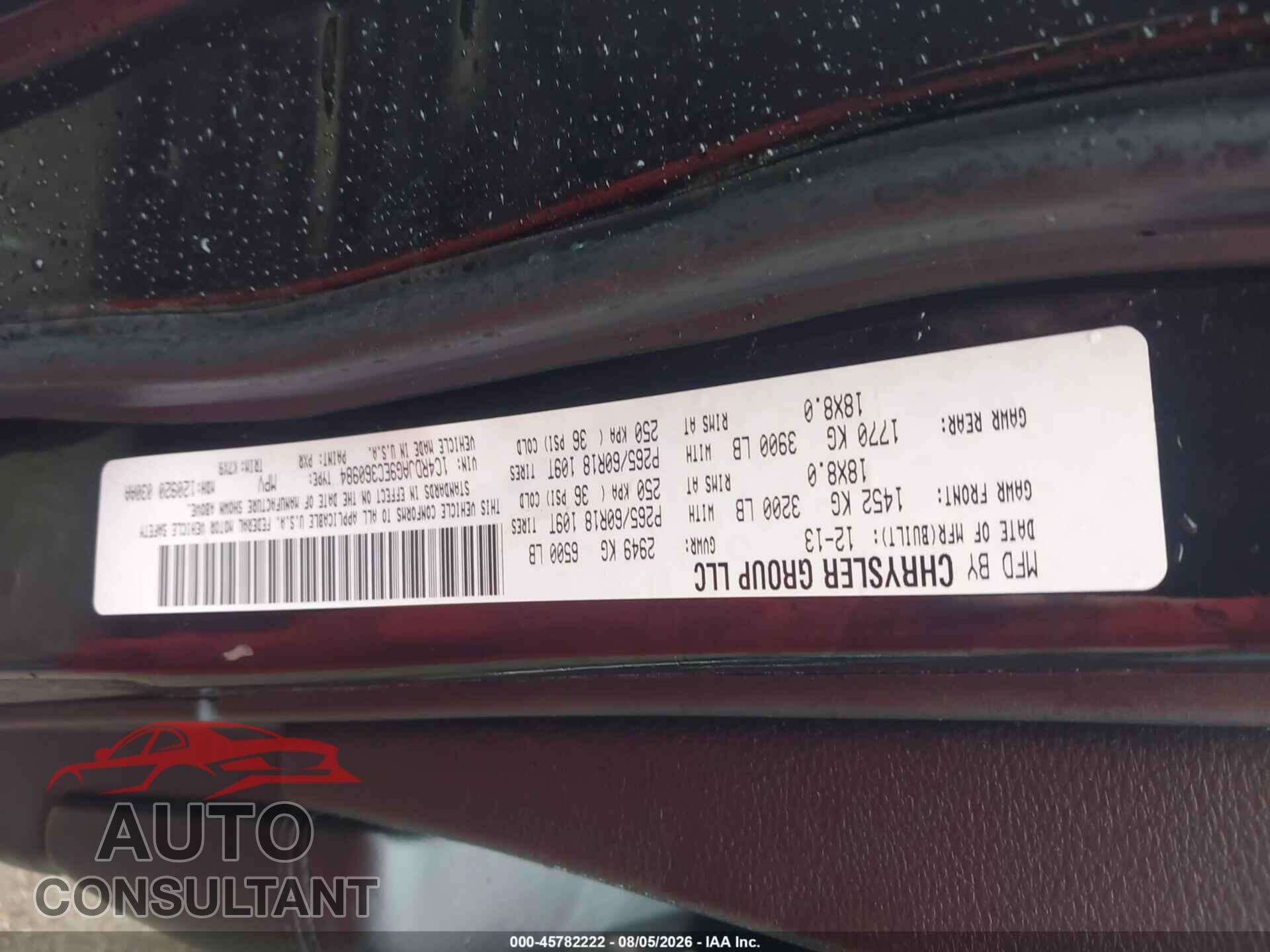 DODGE DURANGO 2014 - 1C4RDJAG9EC360984