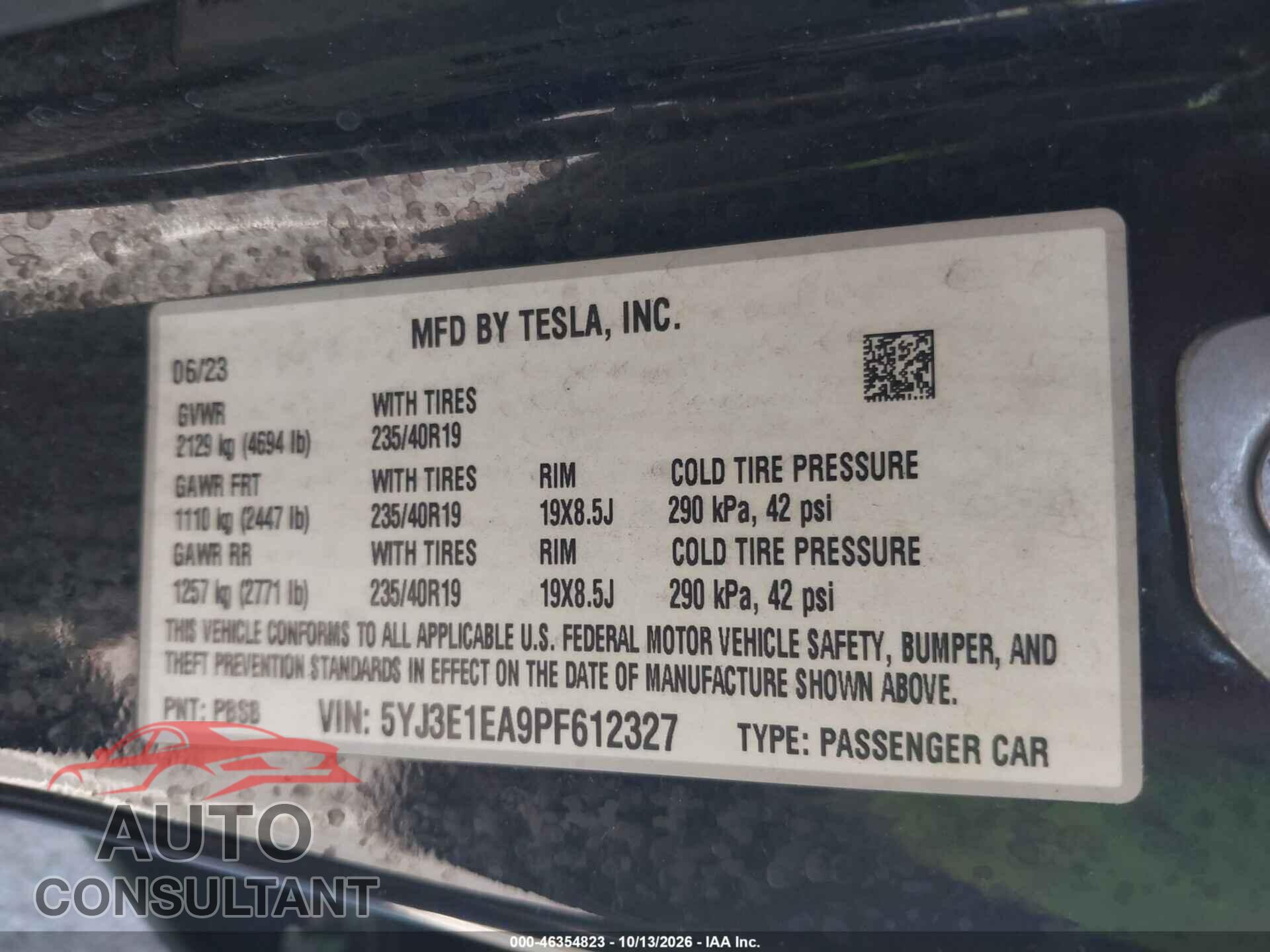 TESLA MODEL 3 2023 - 5YJ3E1EA9PF612327