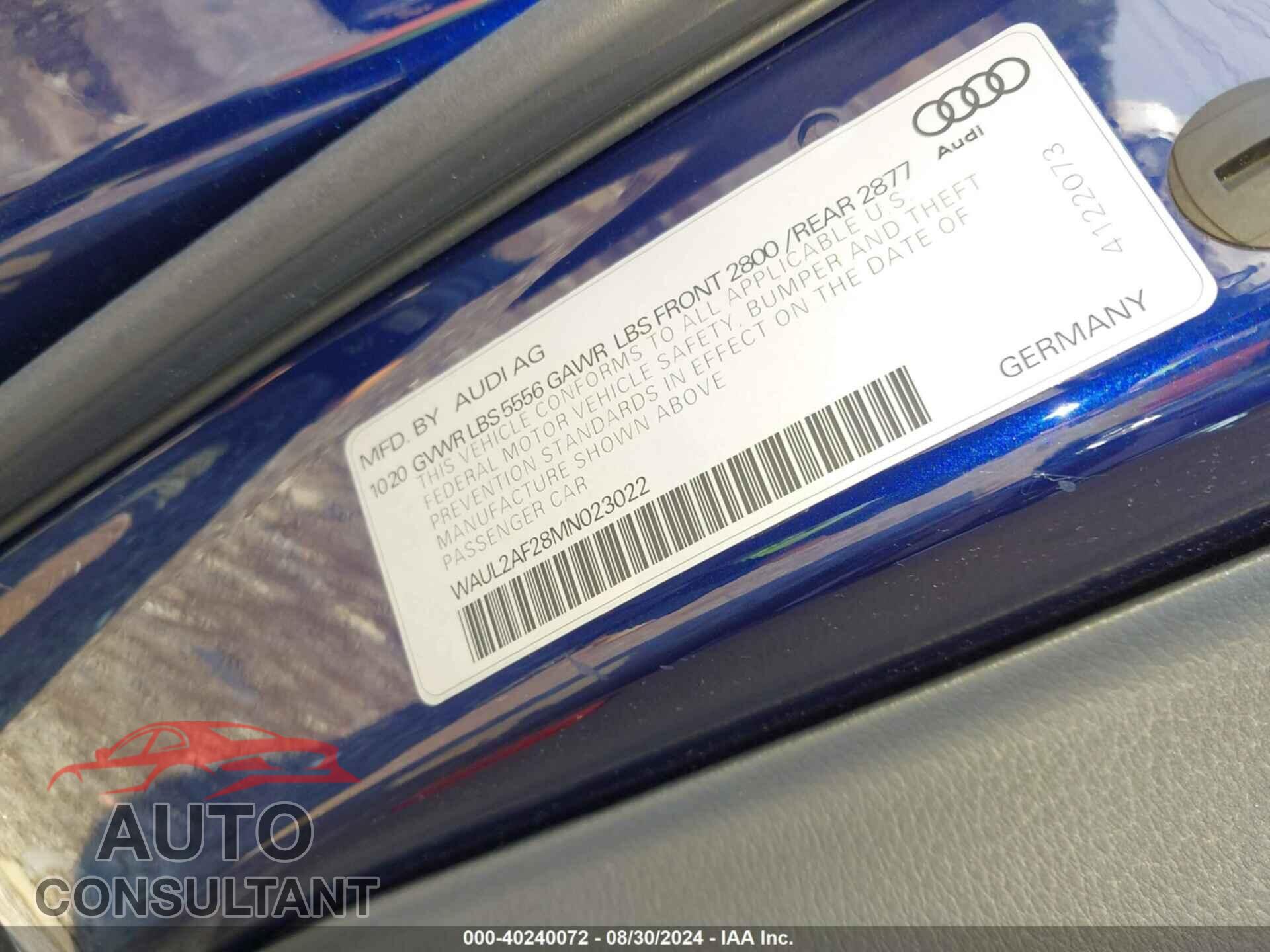 AUDI A6 2021 - WAUL2AF28MN023022
