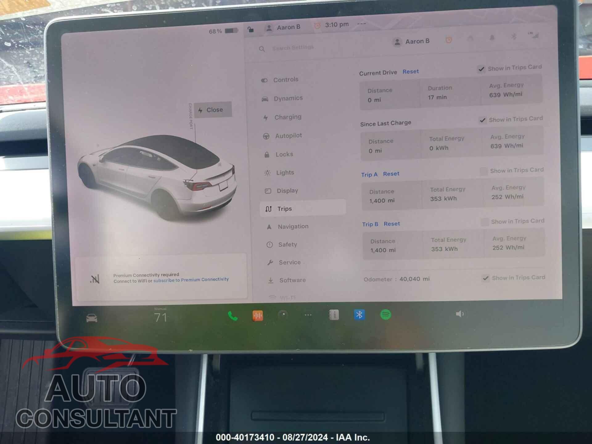 TESLA MODEL 3 2019 - 5YJ3E1EA7KF407601