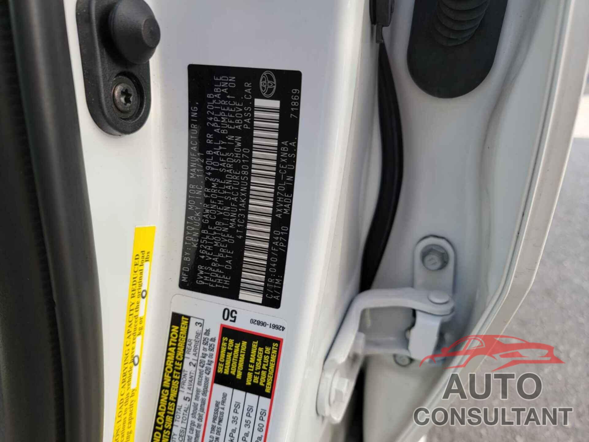 TOYOTA CAMRY 2022 - 4T1C31AKXNU580170