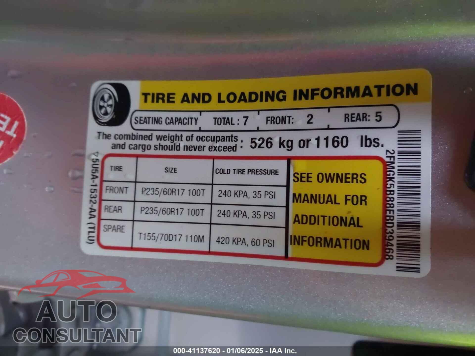 FORD FLEX 2014 - 2FMGK5B88EBD39468