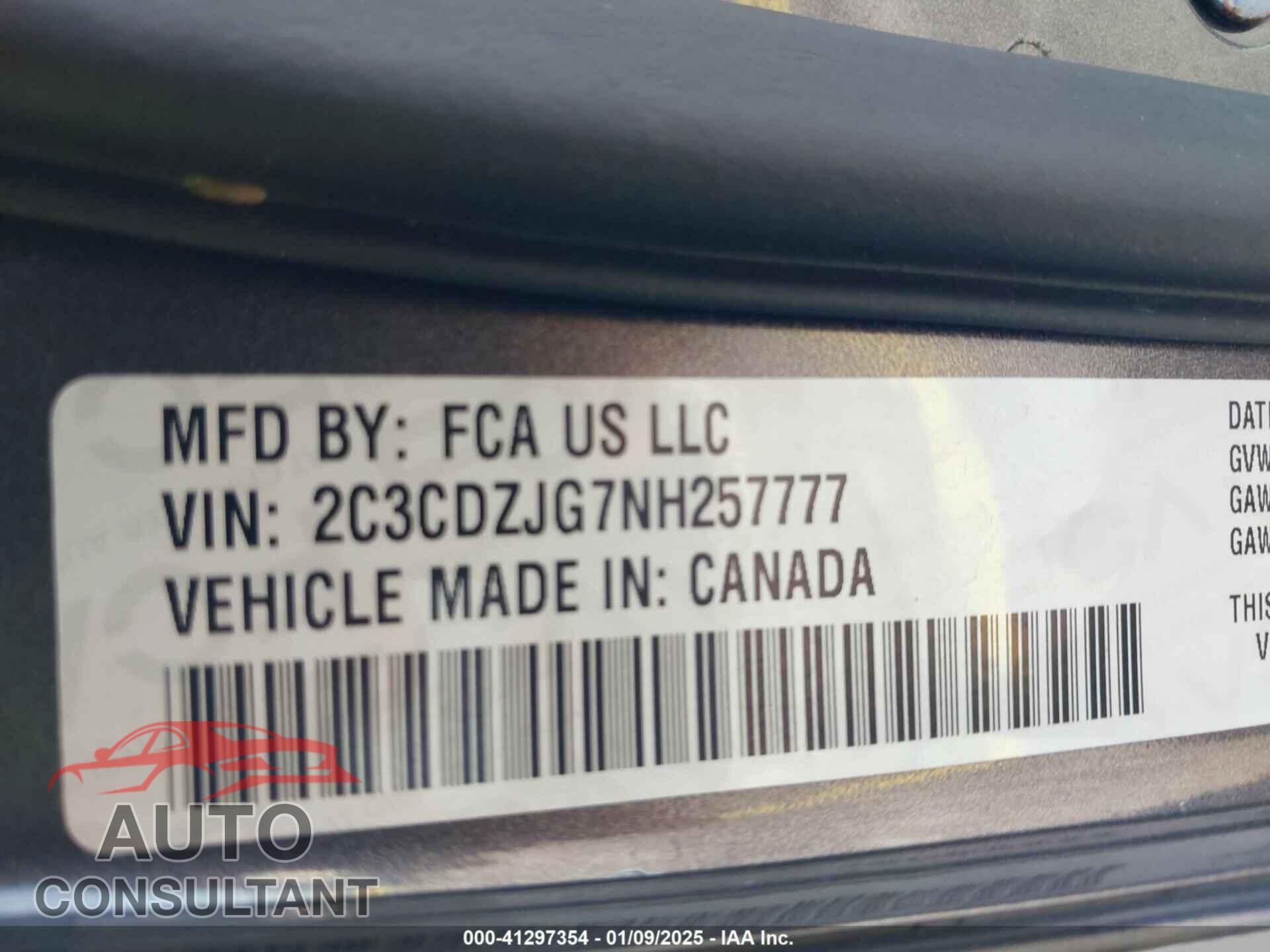 DODGE CHALLENGER 2022 - 2C3CDZJG7NH257777