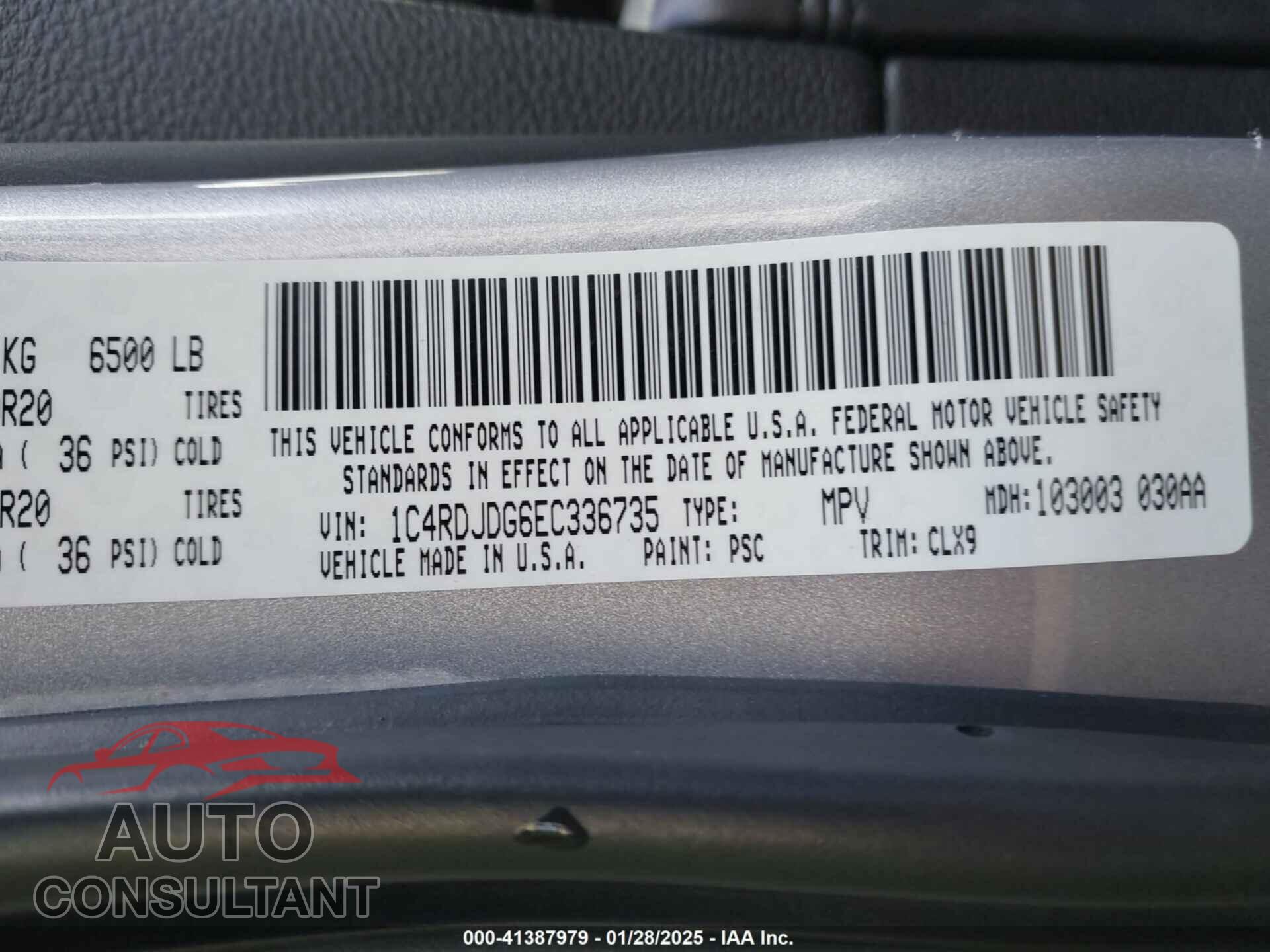 DODGE DURANGO 2014 - 1C4RDJDG6EC336735