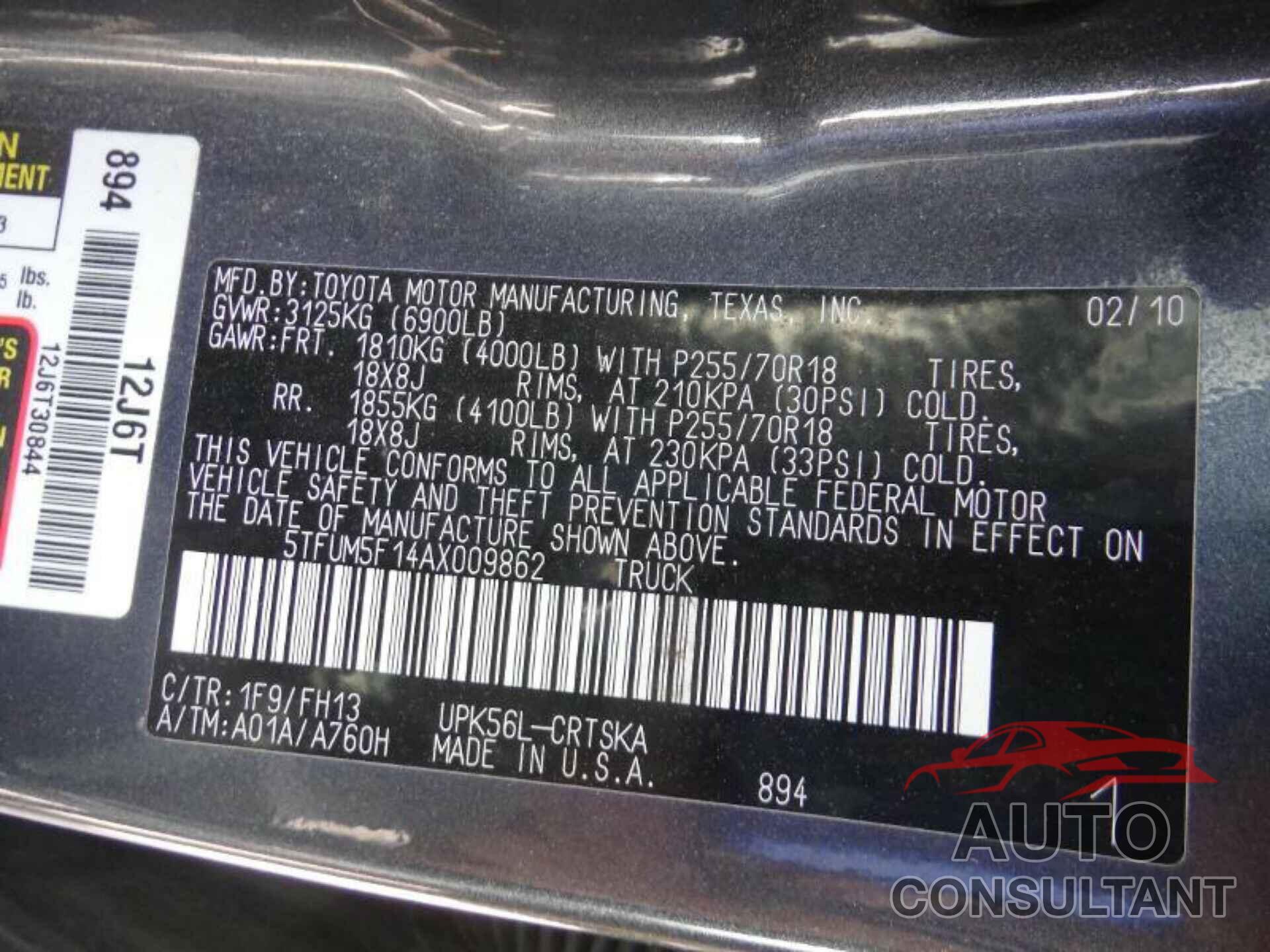 TOYOTA TUNDRA 2010 - 5TFUM5F14AX009862