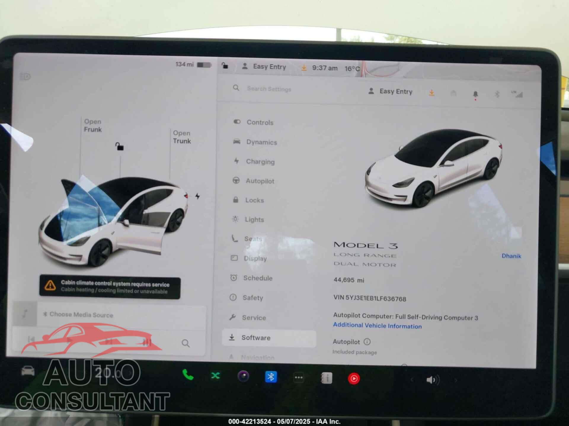 TESLA MODEL 3 2020 - 5YJ3E1EB1LF636768
