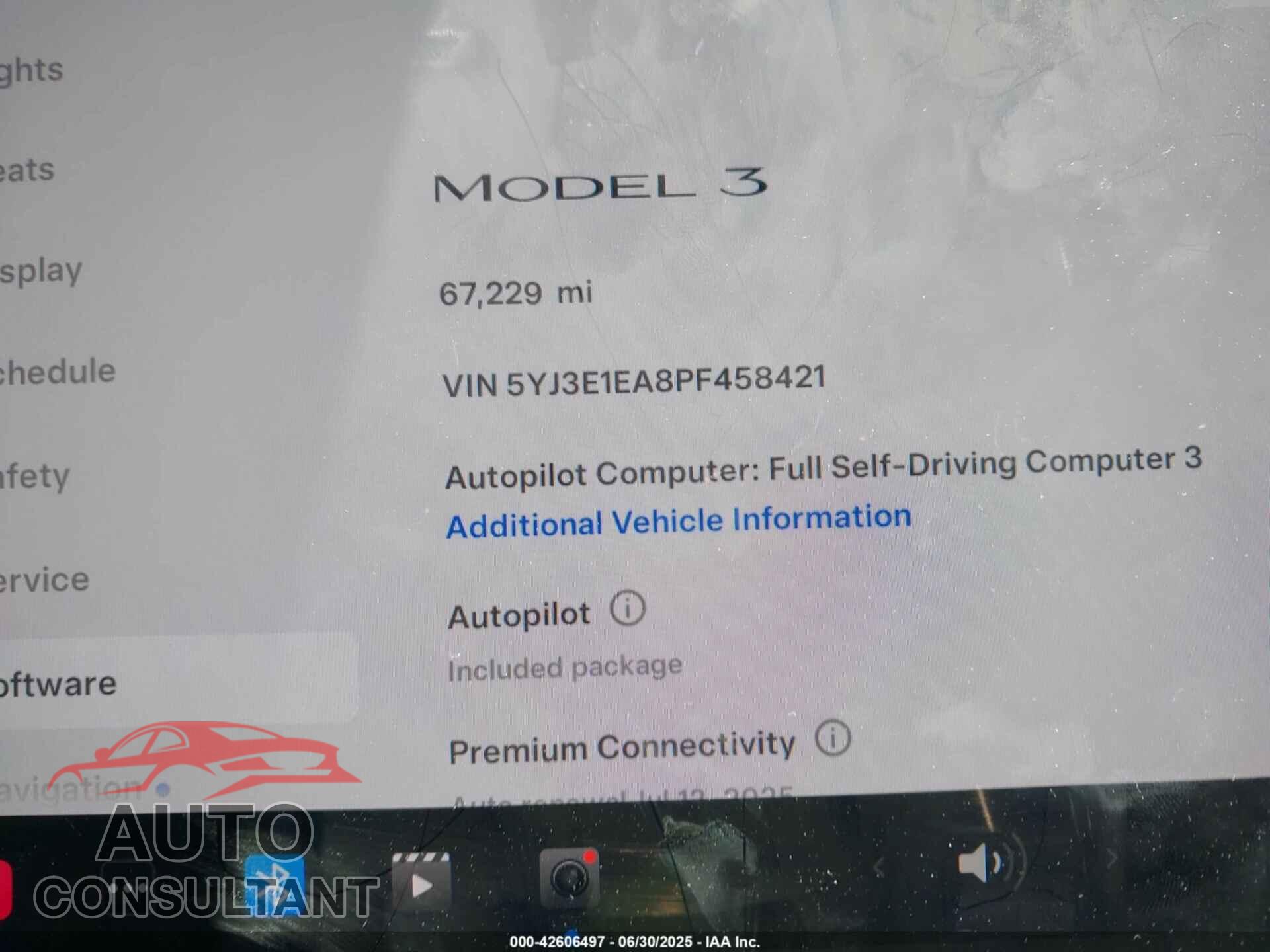 TESLA MODEL 3 2023 - 5YJ3E1EA8PF458421