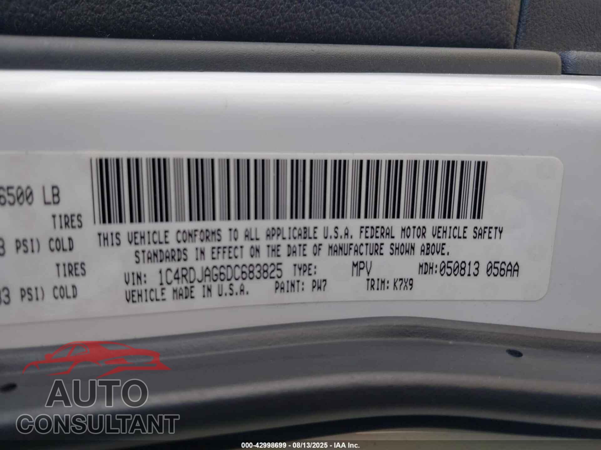 DODGE DURANGO 2013 - 1C4RDJAG6DC683825