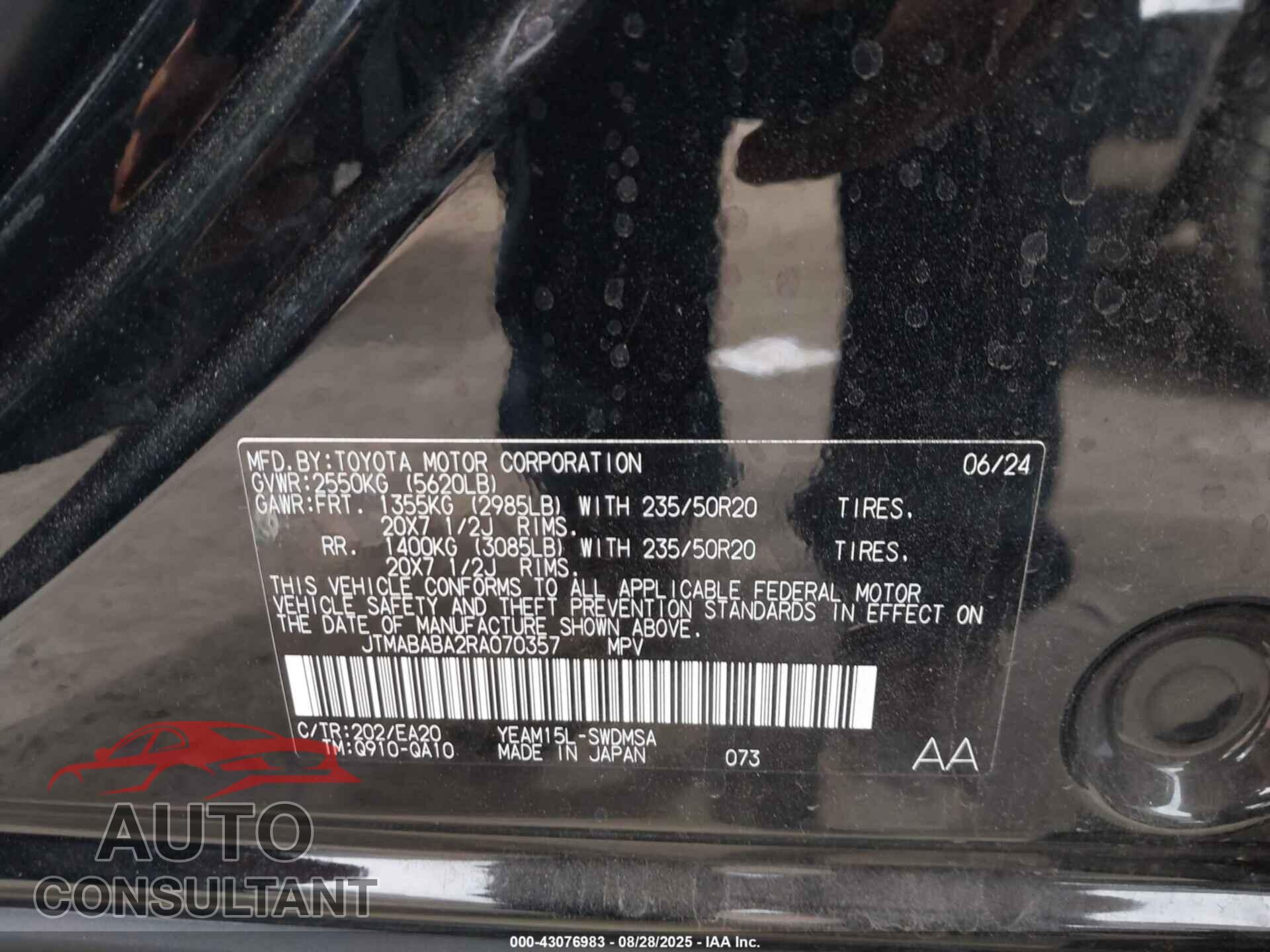 SUBARU SOLTERRA 2024 - JTMABABA2RA070357