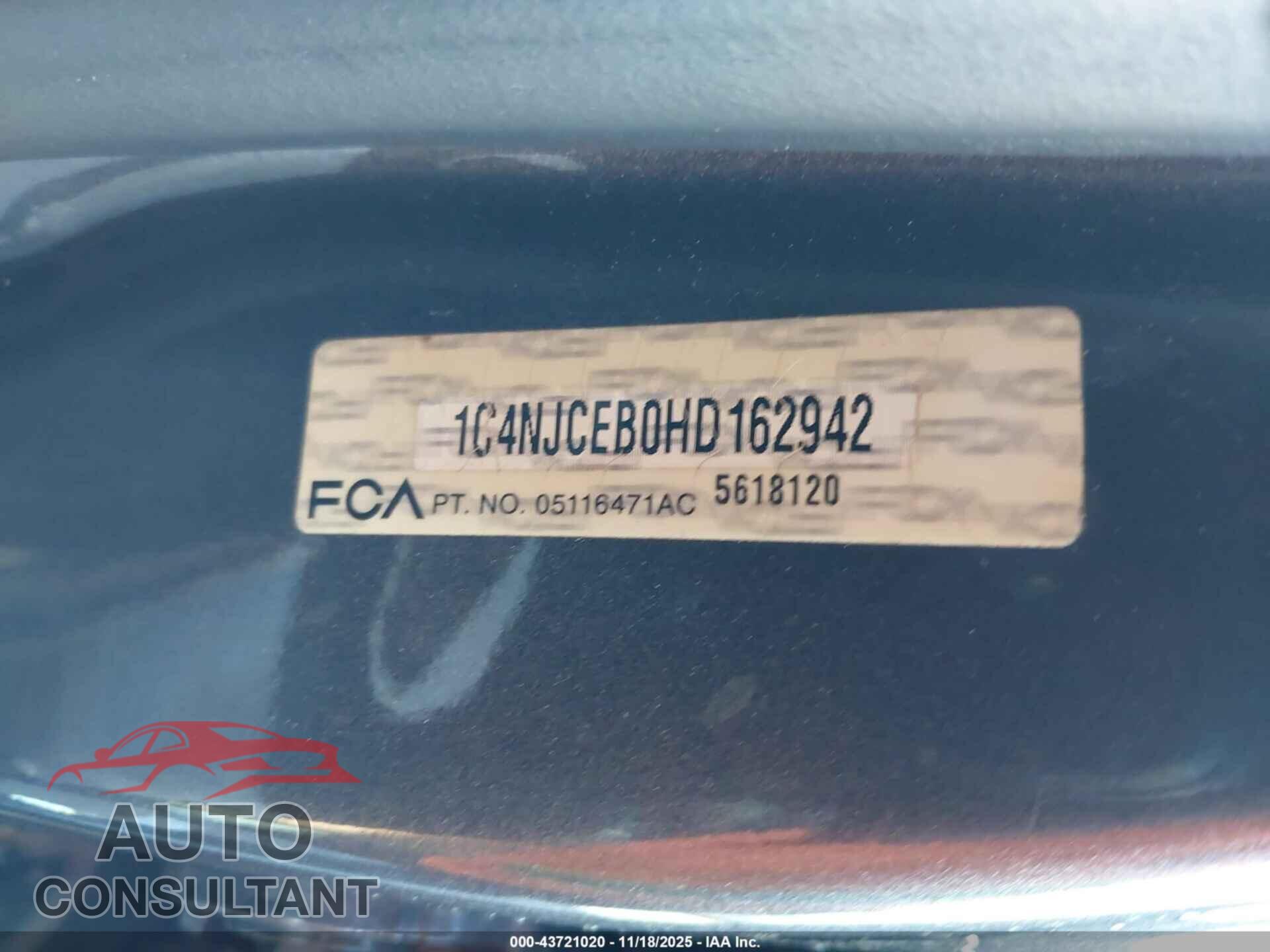 JEEP COMPASS 2017 - 1C4NJCEB0HD162942