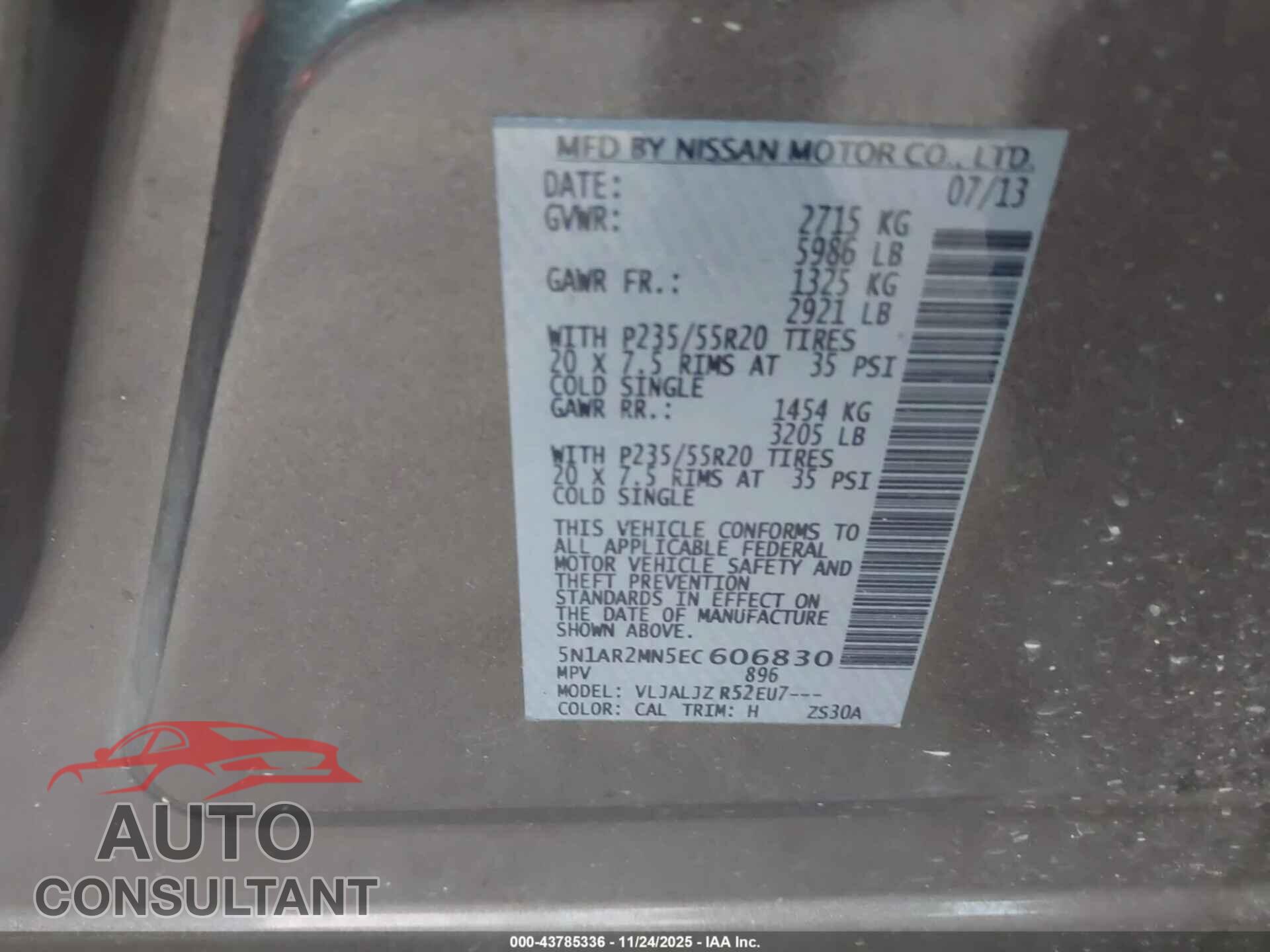 NISSAN PATHFINDER 2014 - 5N1AR2MN5EC606830
