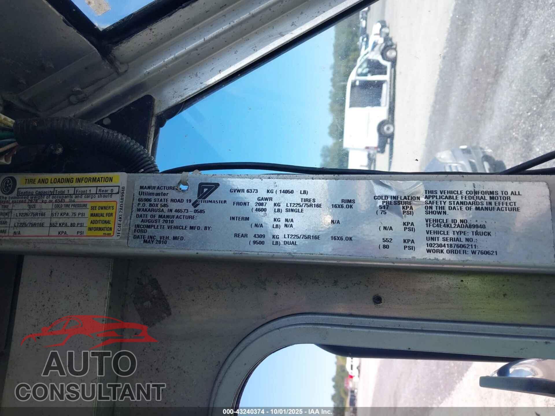 FORD E-450 STRIPPED 2010 - 1FC4E4KL2ADA89940