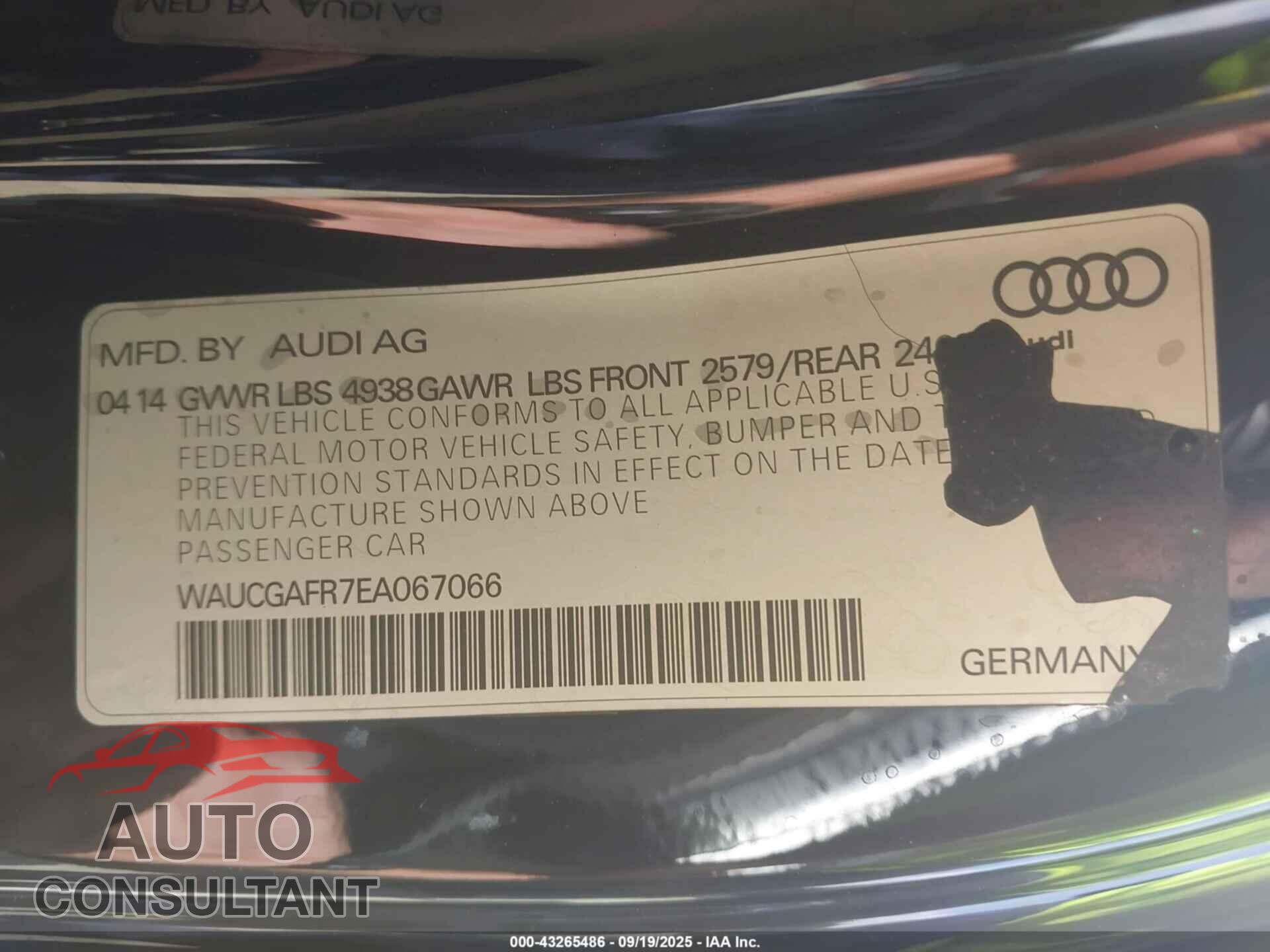 AUDI S5 2014 - WAUCGAFR7EA067066