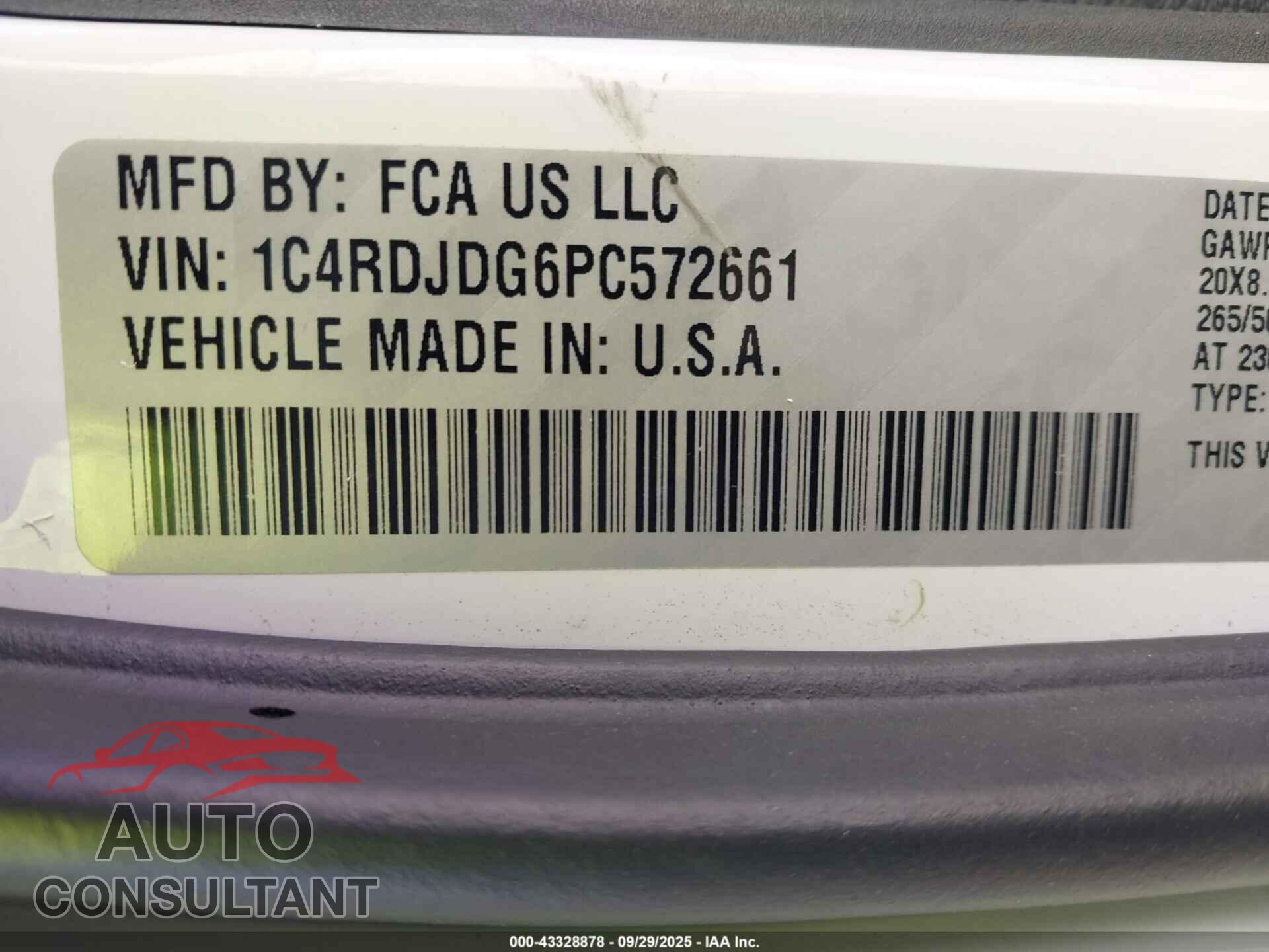 DODGE DURANGO 2023 - 1C4RDJDG6PC572661