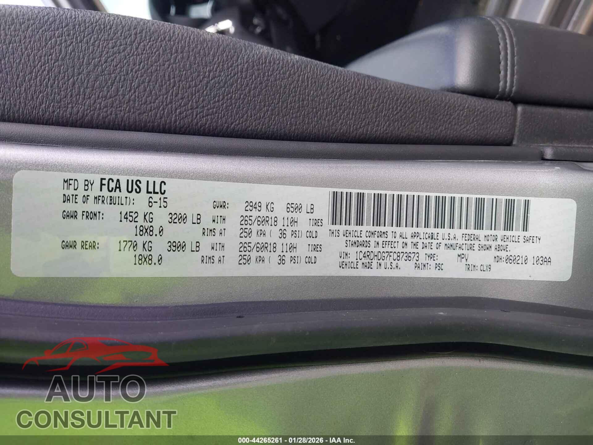DODGE DURANGO 2015 - 1C4RDHDG7FC873673
