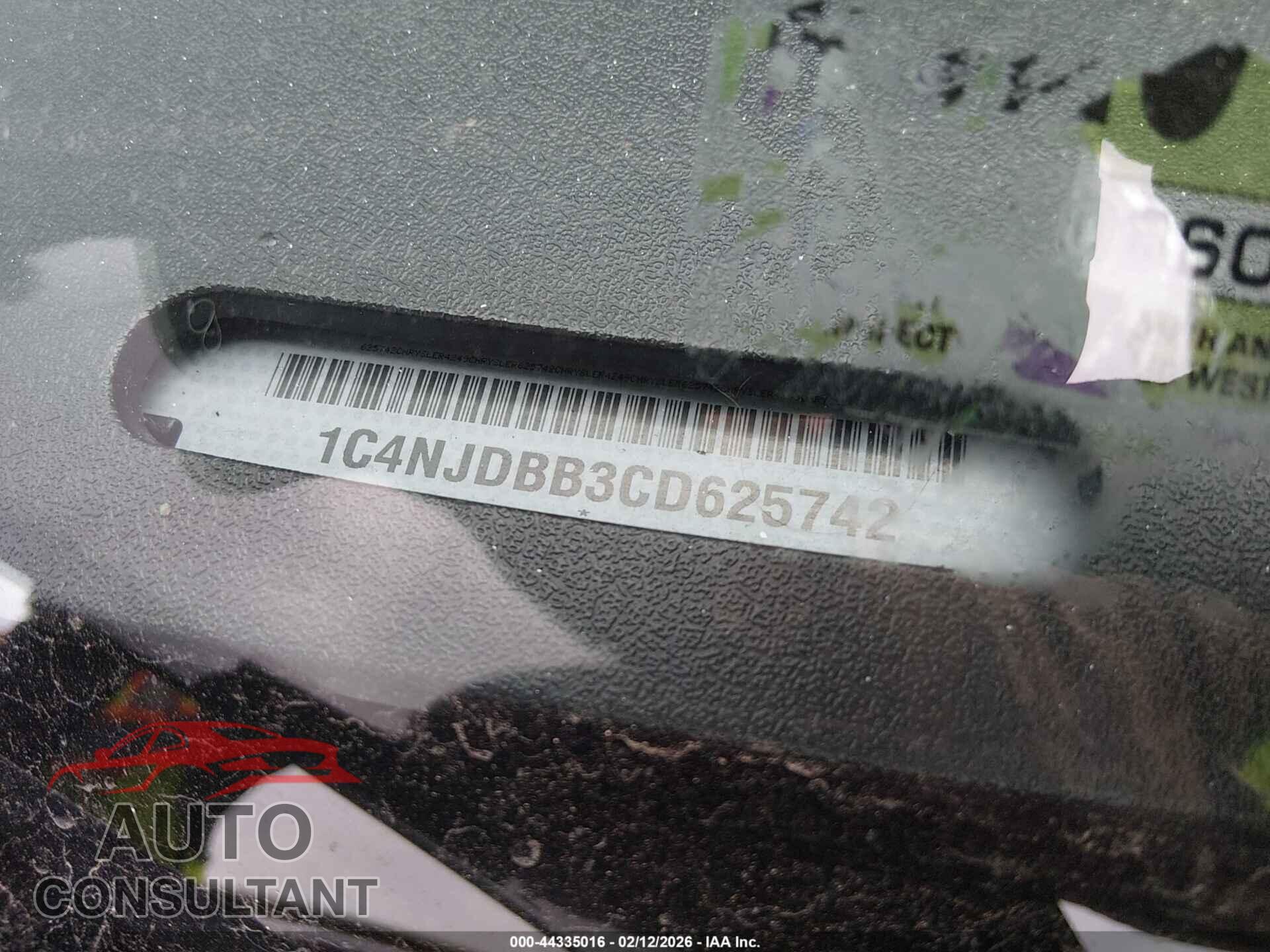 JEEP COMPASS 2012 - 1C4NJDBB3CD625742