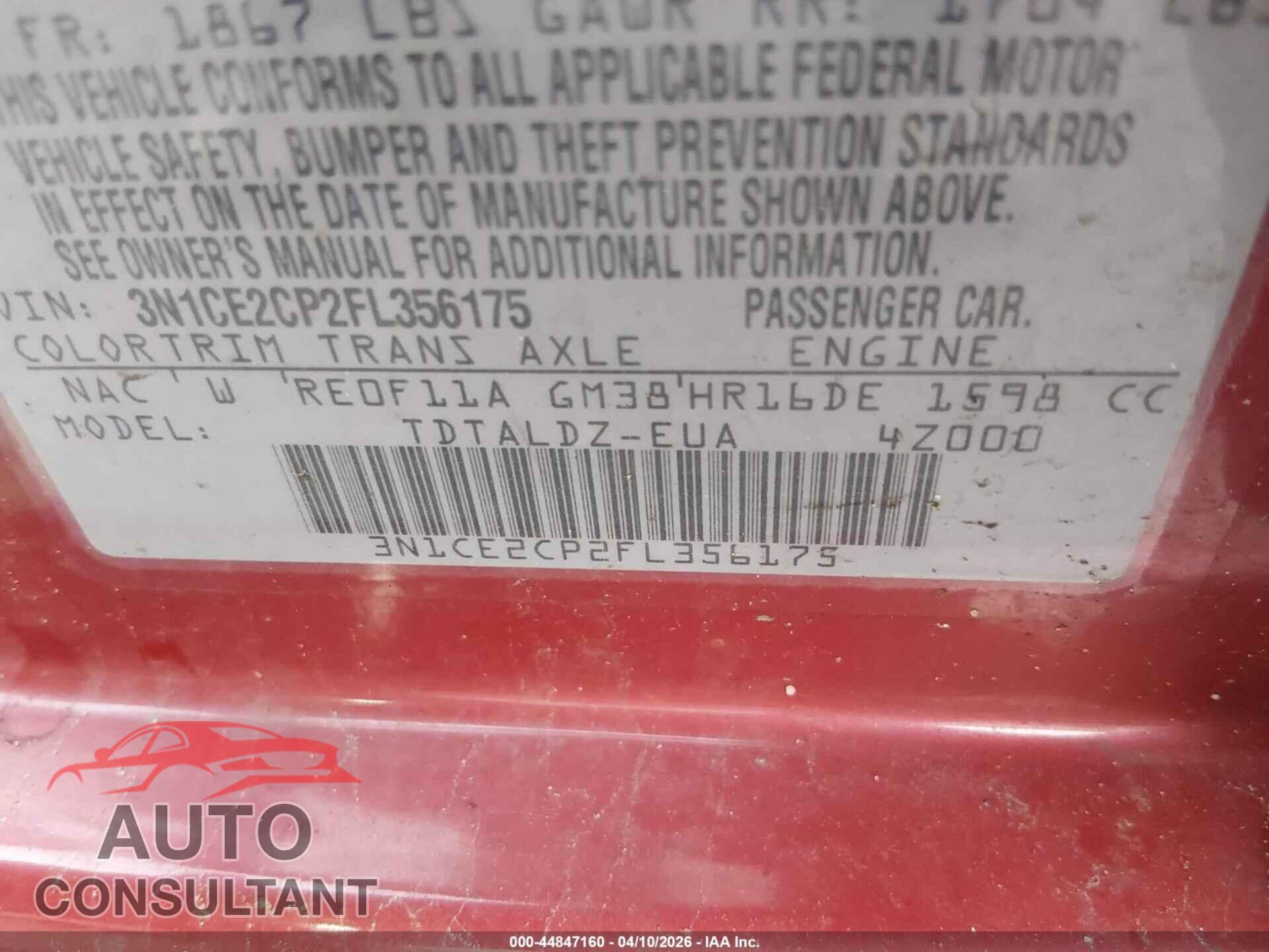 NISSAN VERSA NOTE 2015 - 3N1CE2CP2FL356175