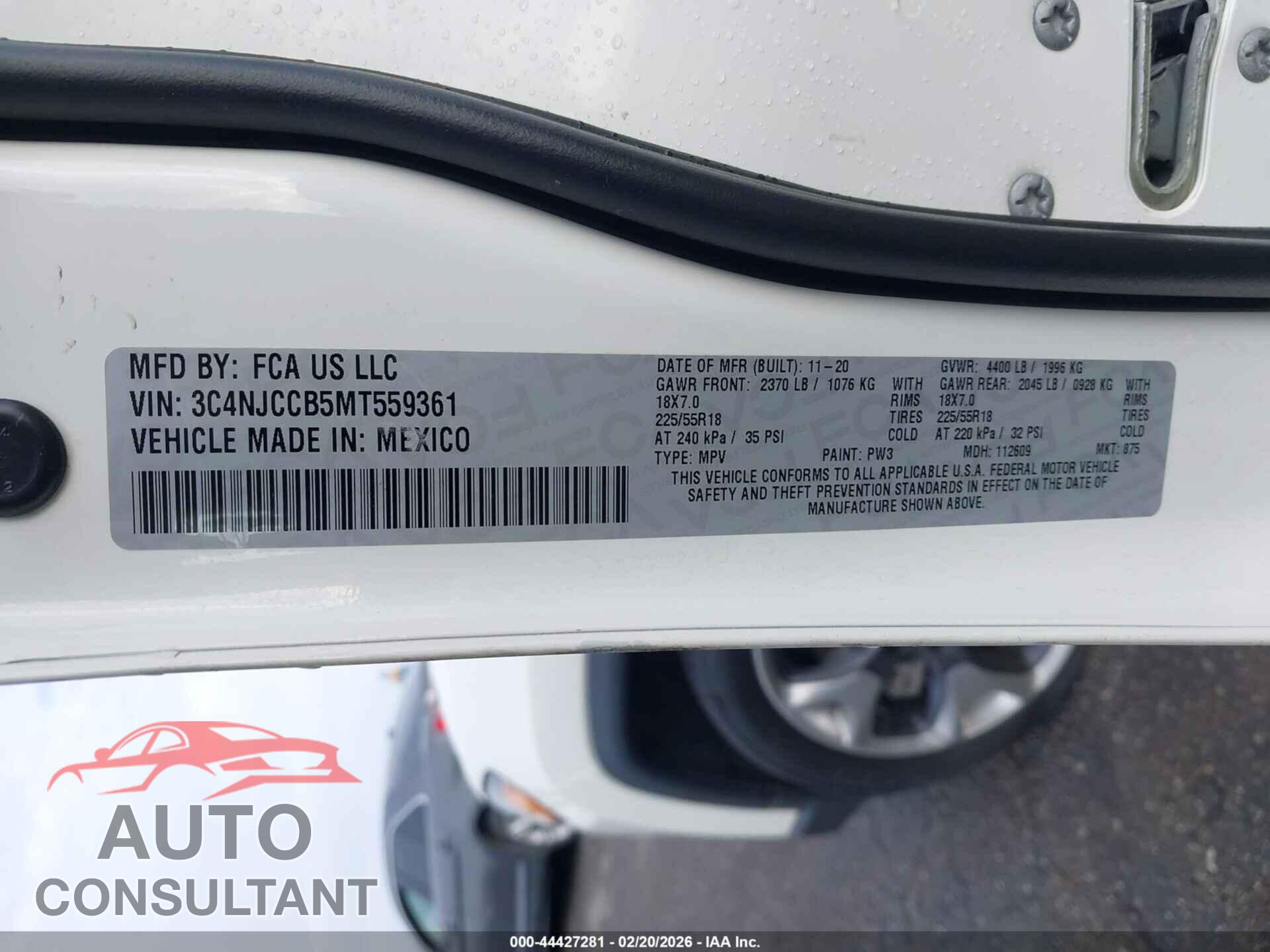 JEEP COMPASS 2021 - 3C4NJCCB5MT559361