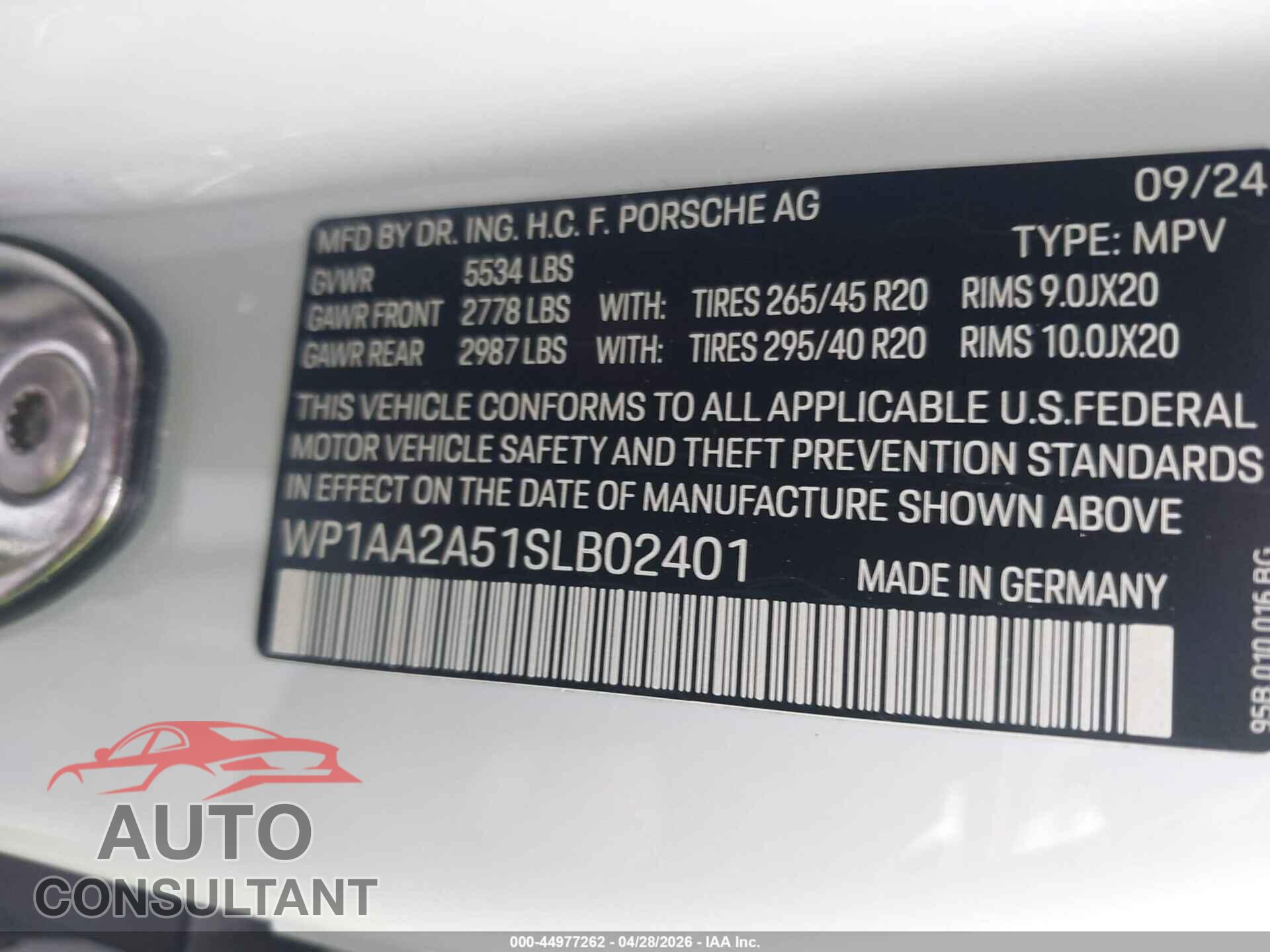 PORSCHE MACAN 2025 - WP1AA2A51SLB02401