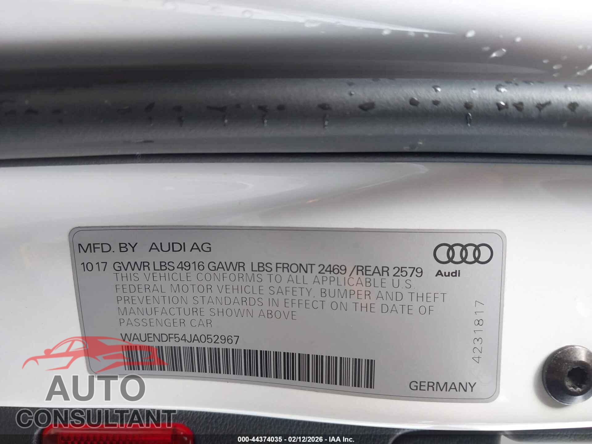 AUDI A5 2018 - WAUENDF54JA052967