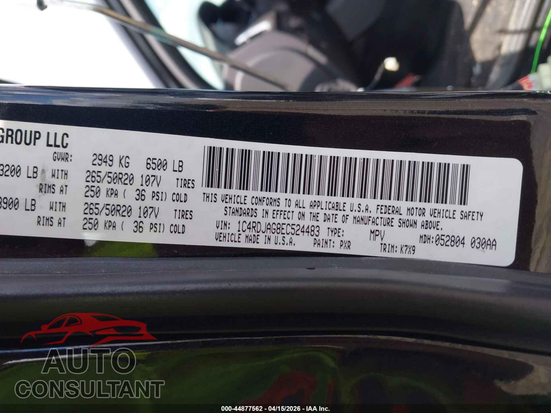 DODGE DURANGO 2014 - 1C4RDJAG8EC524483